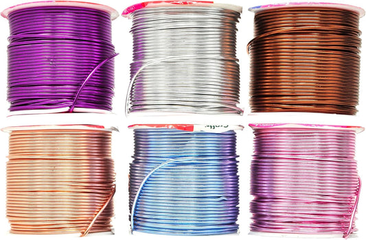 Mandala Crafts 16 Gauge Anodized Aluminum Craft Wire for Jewelry Making – 390 FT Colored Flexible Silver Copper Purple Pink Brown Ice Blue Wire - Bendable for Bonsai Armature Crafting Sculpting