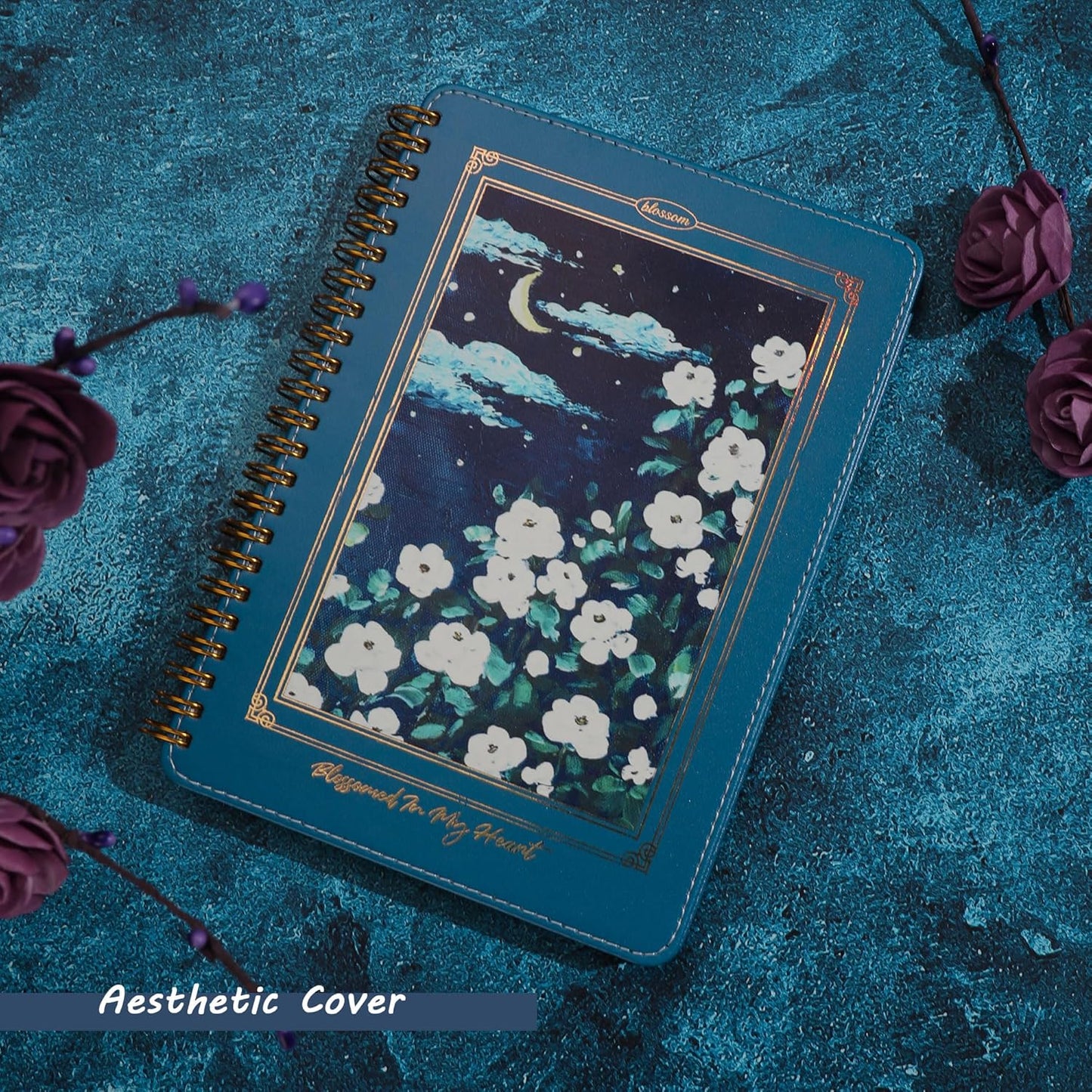 Spiral Notebook for Women, Durable A5 Leather Hardcover Notebooks, 140 Lined Pages, Cute Notebooks for Perfect Supplies at School, 8.3 x 6.2 in