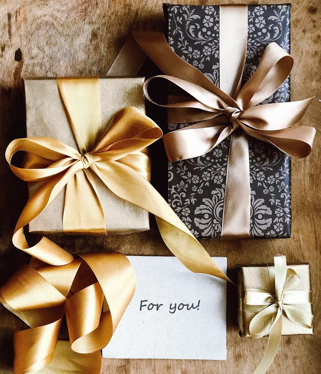 1 1/2 Inch Gold Solid Satin Ribbon, 50 Yards Craft Fabric Ribbon for Gift Wrapping Floral Bouquets Wedding Party Decoration