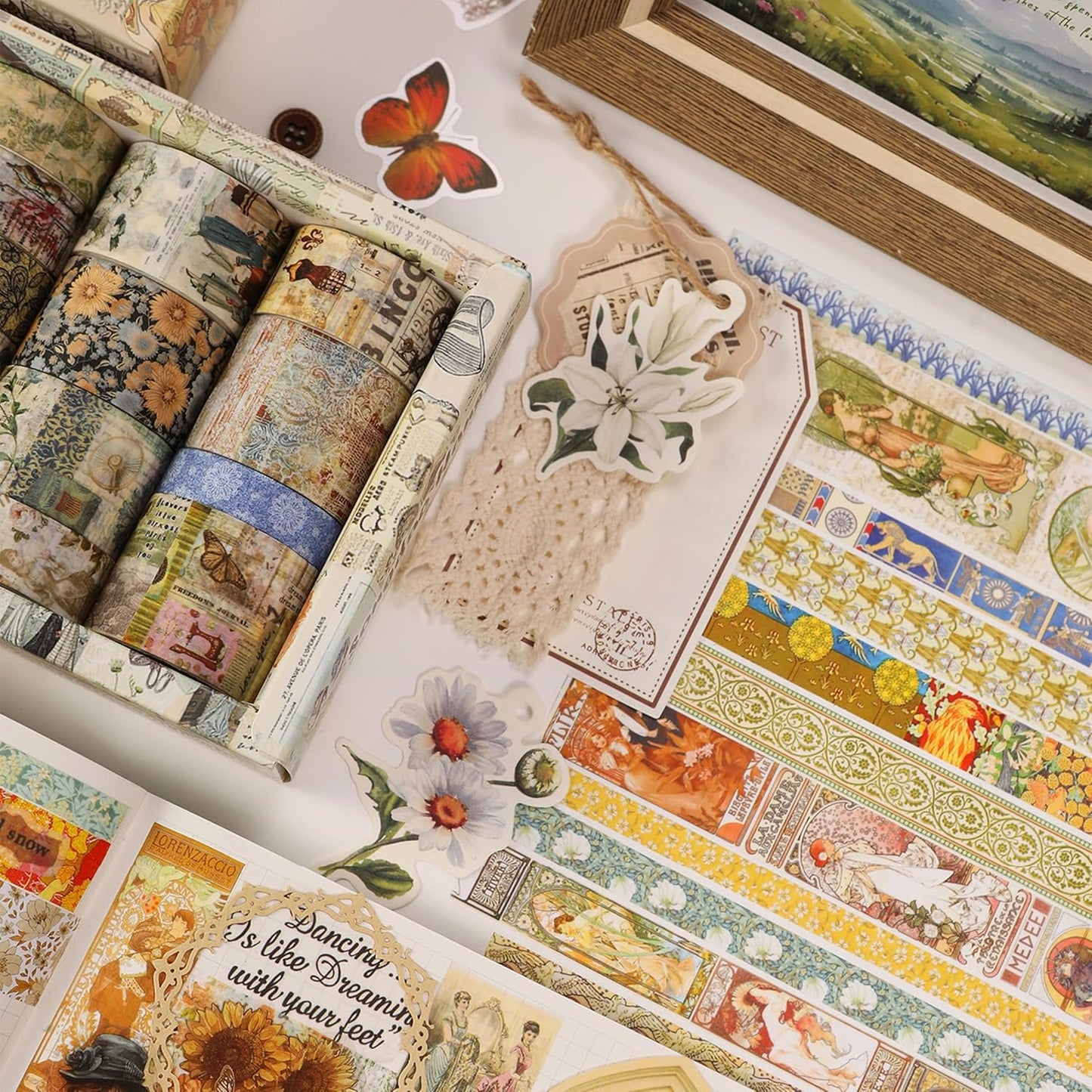 Vintage Washi Tape Set - 24 Rolls Arts Adhesive Tapes Assorted Retro Decorative Masking Tape Sets for Craft, Kids, Scrapbook, DIY, Gift Wrapping (12-Mystic Tarot)