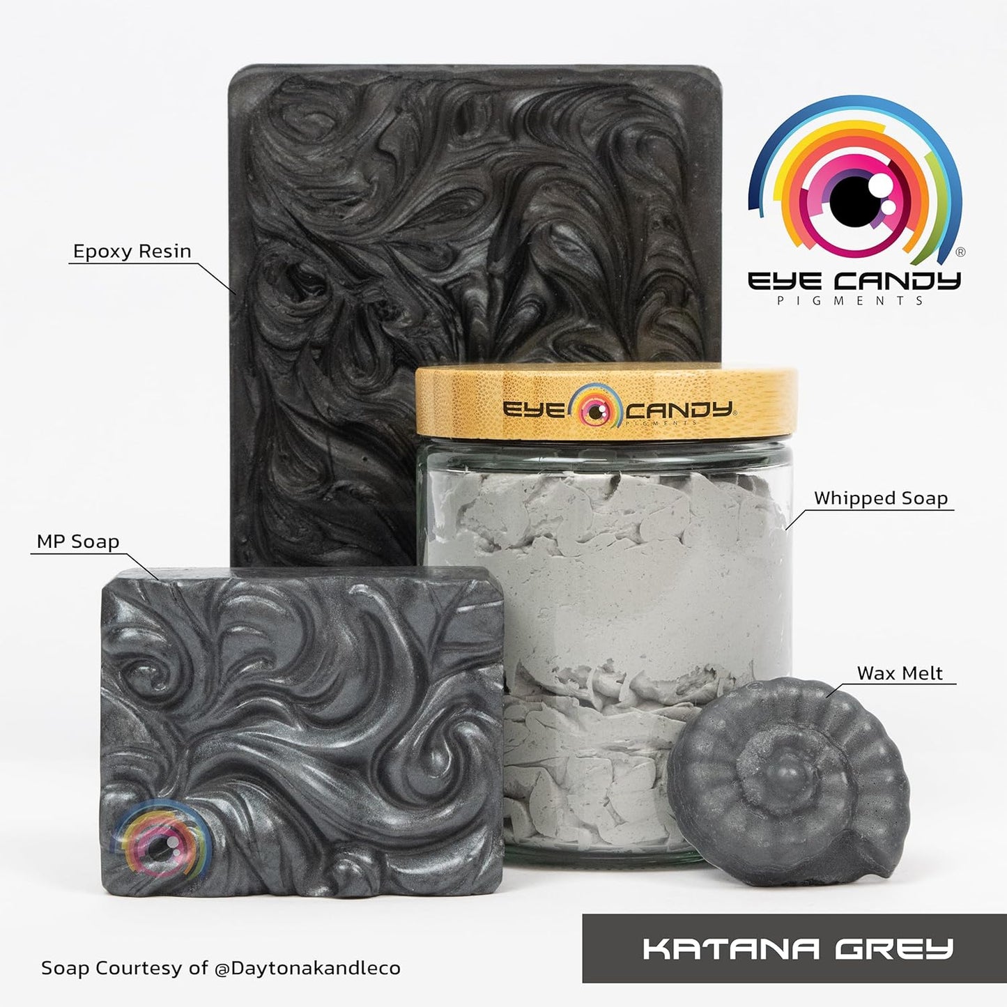 Eye Candy Pigments Premium Grey Mica Powder - Katana Grey (50gr) - for Epoxy, Resin, Soap, Paint, Woodworking, Acrylic Pouring, Bath Bombs, Fishing Lures - DIY Arts and Crafts Additive