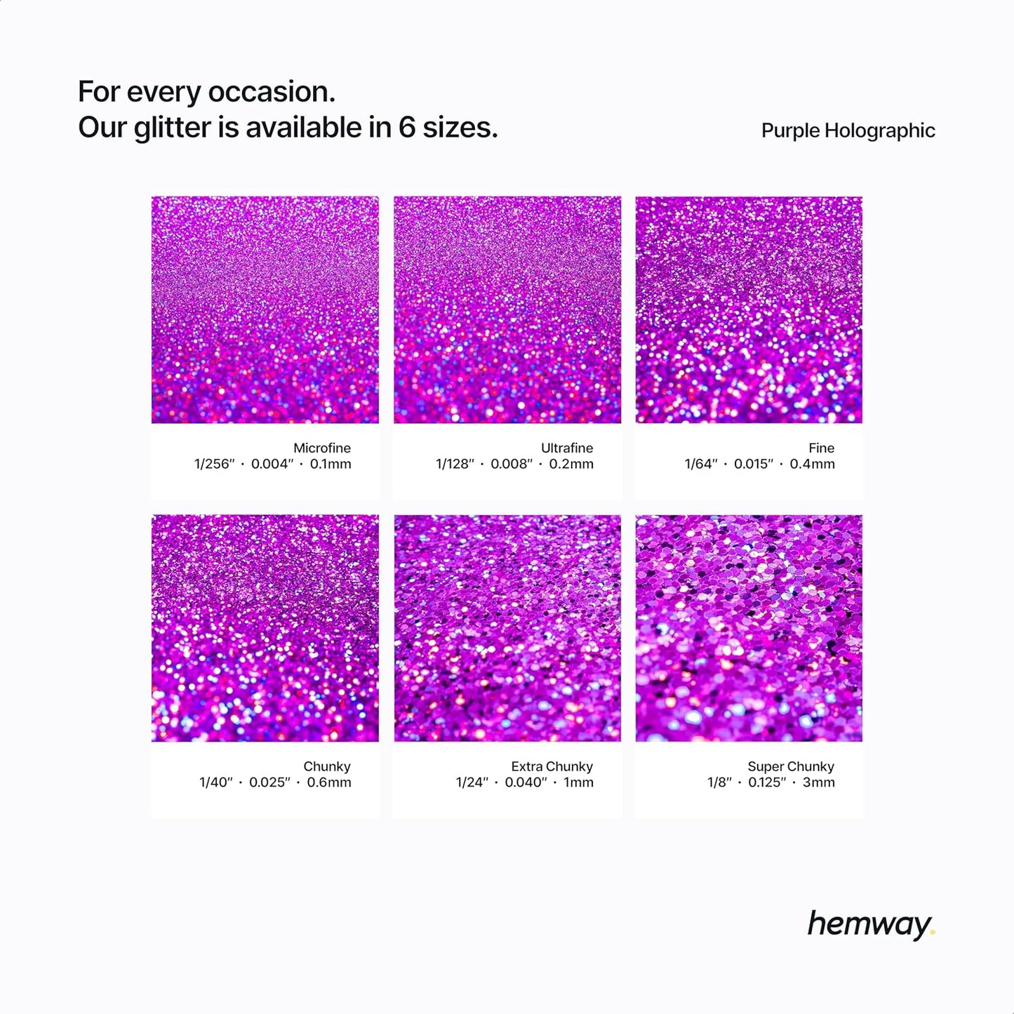 Hemway Polyurethane & Epoxy Resin Glitter 100g / 3.5oz Metallic Crystal Flake Additive for Flooring Jewelry Tumblers Glass Pigment - Microfine (1/256" 0.004" 0.1mm) - Purple Holographic