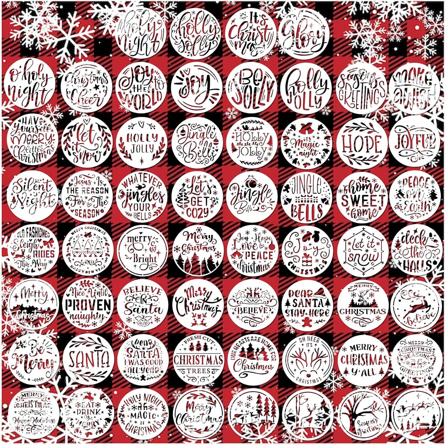 Small Stencils for Painting on Wood Reusable, 3 Inch Reusable Stencil for Craft Ornament Paint Template Stencils for Wall Card Rock Wood Signs Coasters Canvas Home Decor (Christmas Words 3)