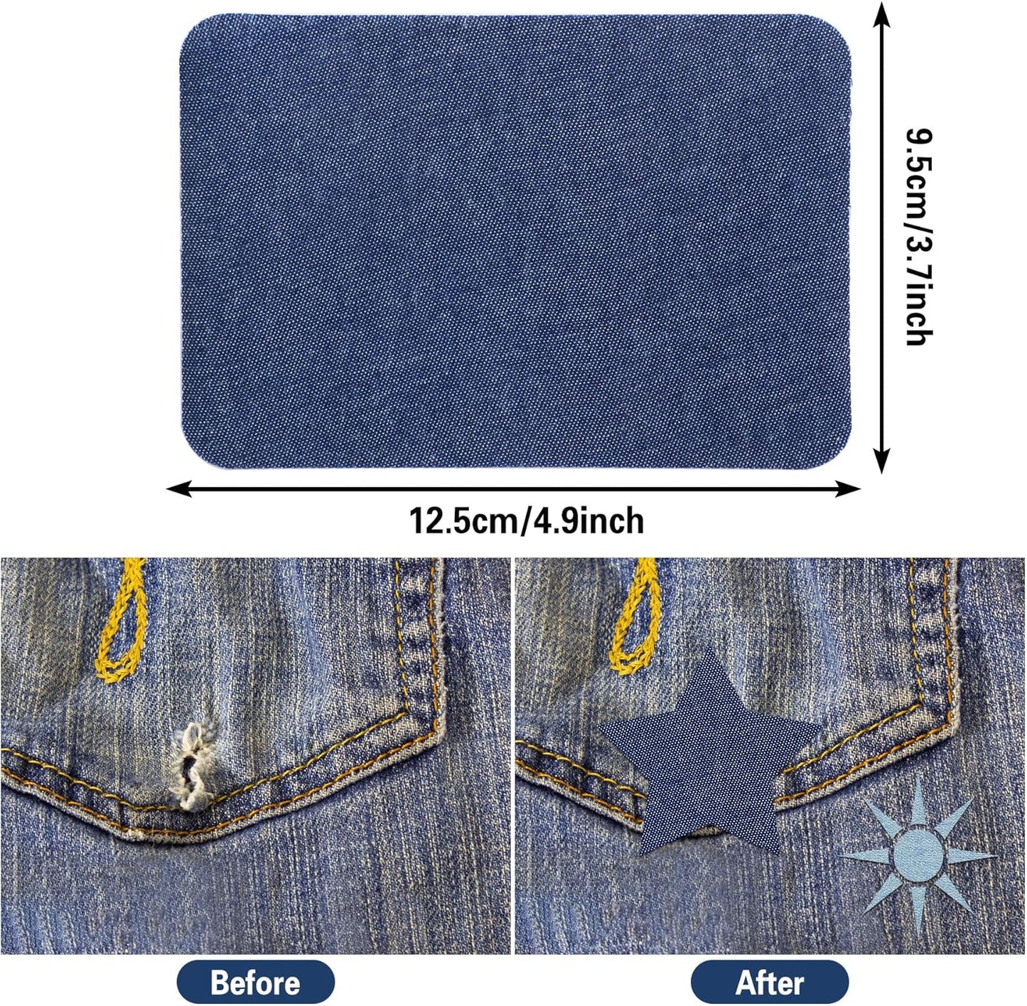 Augshy 29pcs Jean Iron on Patches for Clothing Repair 4.9 X 3.7 Inch Iron on Patches for Clothing