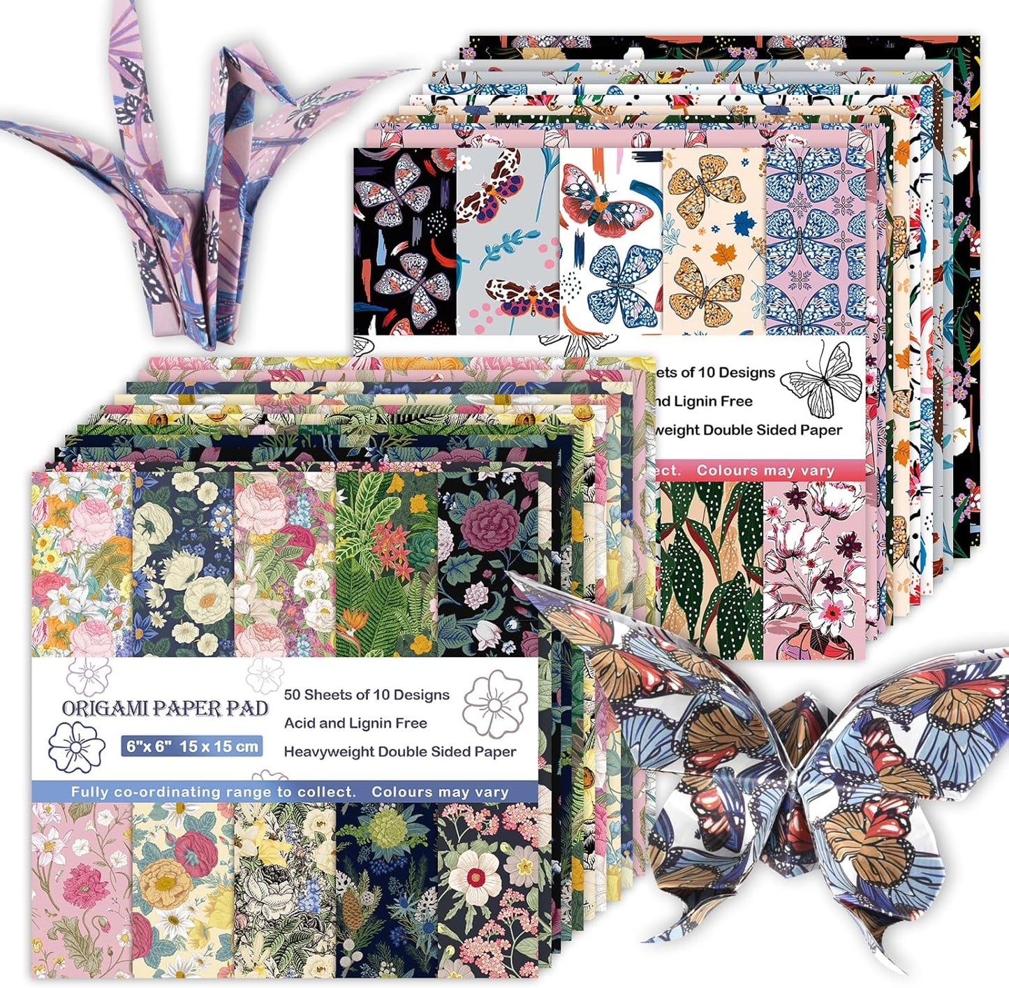 Origami Paper Kit 100 Sheets 6 Inch Square Double Sided Color 20 Vivid Colors for Hand Crafts Origami Paper Arts Creativity.Spring