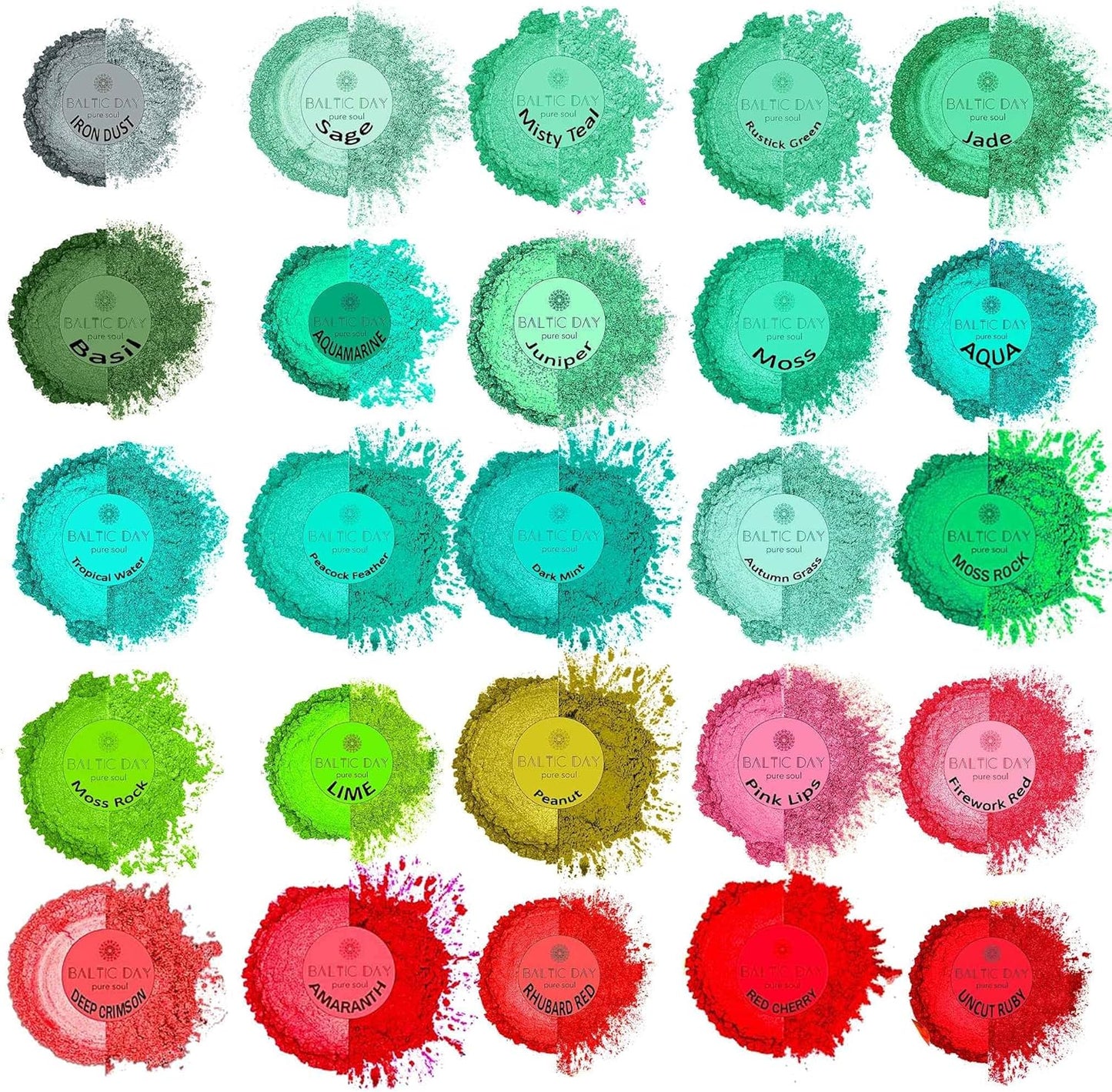 BALTIC DAY - Mica Powder, 100 Colors - Mica Powder for Epoxy Resin - Epoxy Resin Color Pigment Powder - Pigments for Soap Making, Candle, Slime, Lip Gloss, Nails, Paint, Acrylics