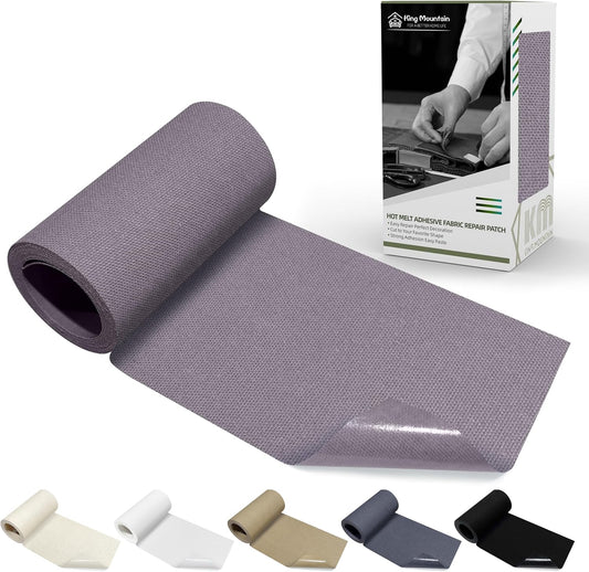 KING MOUNTAIN Canvas Iron on Patch,3"×60",Waterproof 100% Cotton Fabric Repair Patch,Used for Various Sofa,Tent,Clothes,Seats,Suitcases (Gray)