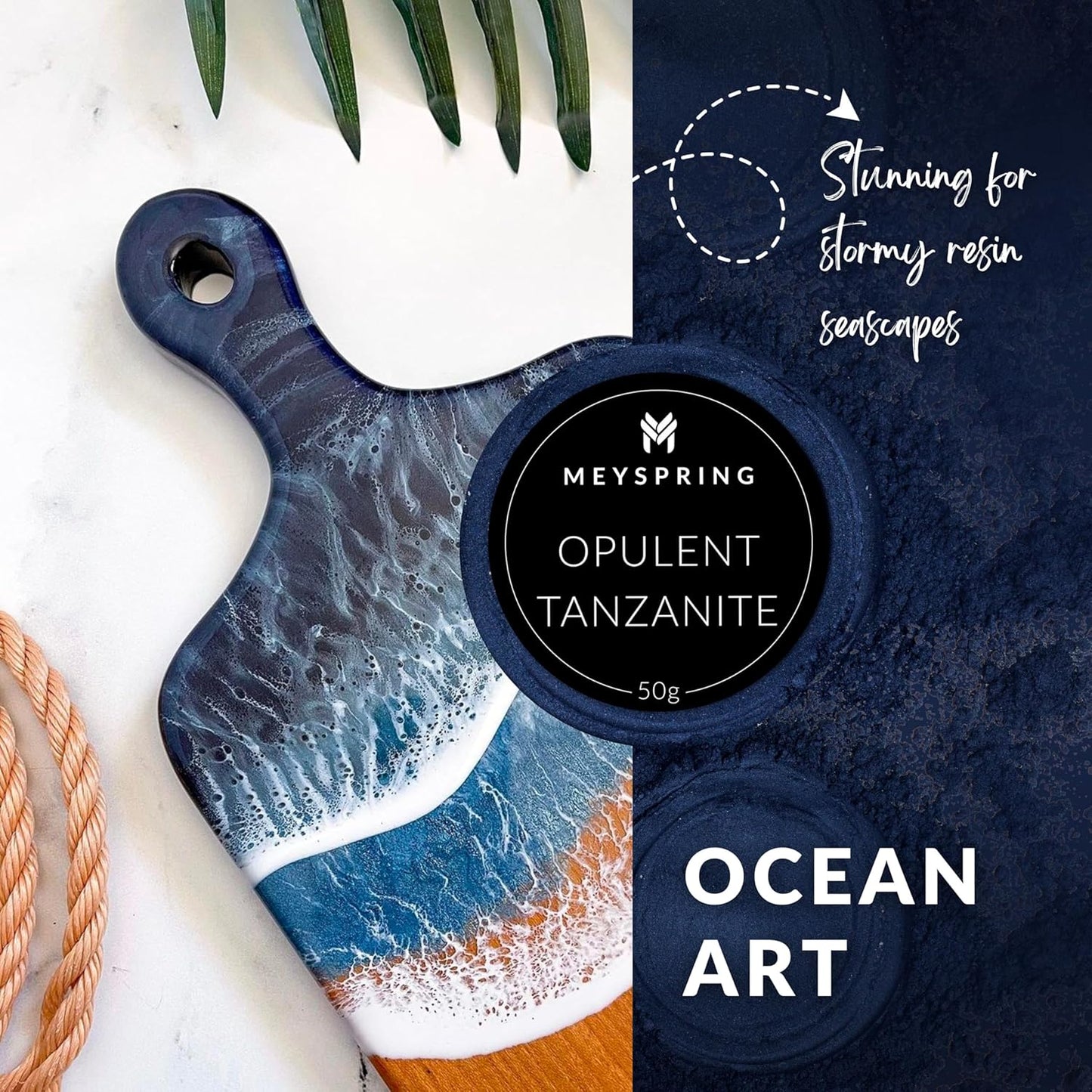 MEYSPRING Opulent Tanzanite - Intense Blue Mica Powder for Epoxy Resin - Navy Blue Pigment - Resin Art Supplies - Epoxy Resin Color Pigment - Blue Dye