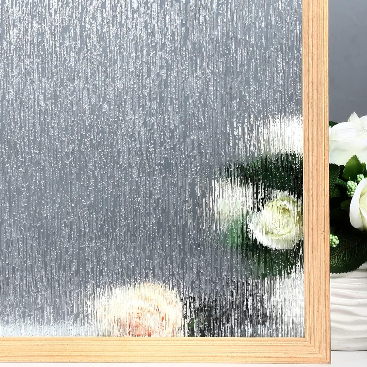 VELIMAX Rain Glass Window Film Privacy Static Window Clings Decorative Glass Sticker for Home Office Removable UV Protection Heat Control 29.5 x 78.7 inches