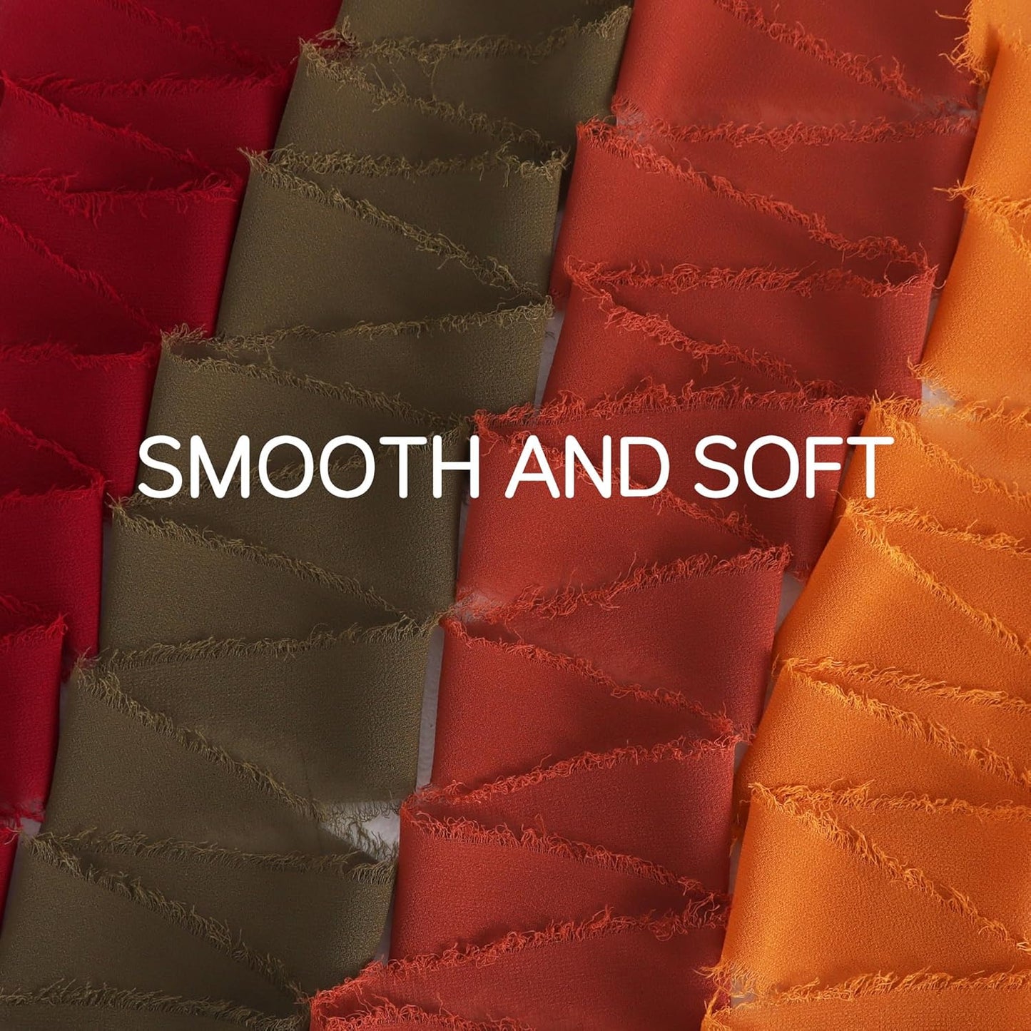 TONIFUL 4 Rolls Silk Chiffon Ribbon 1-1/2 Inch x 22 Yards,Orange Moss Brown Khaki Handmade Fringe Ribbon for Gift Wrapping Flowral Thanksgiving Christmas Wreath Tree Autumn-Themed Party Decoration