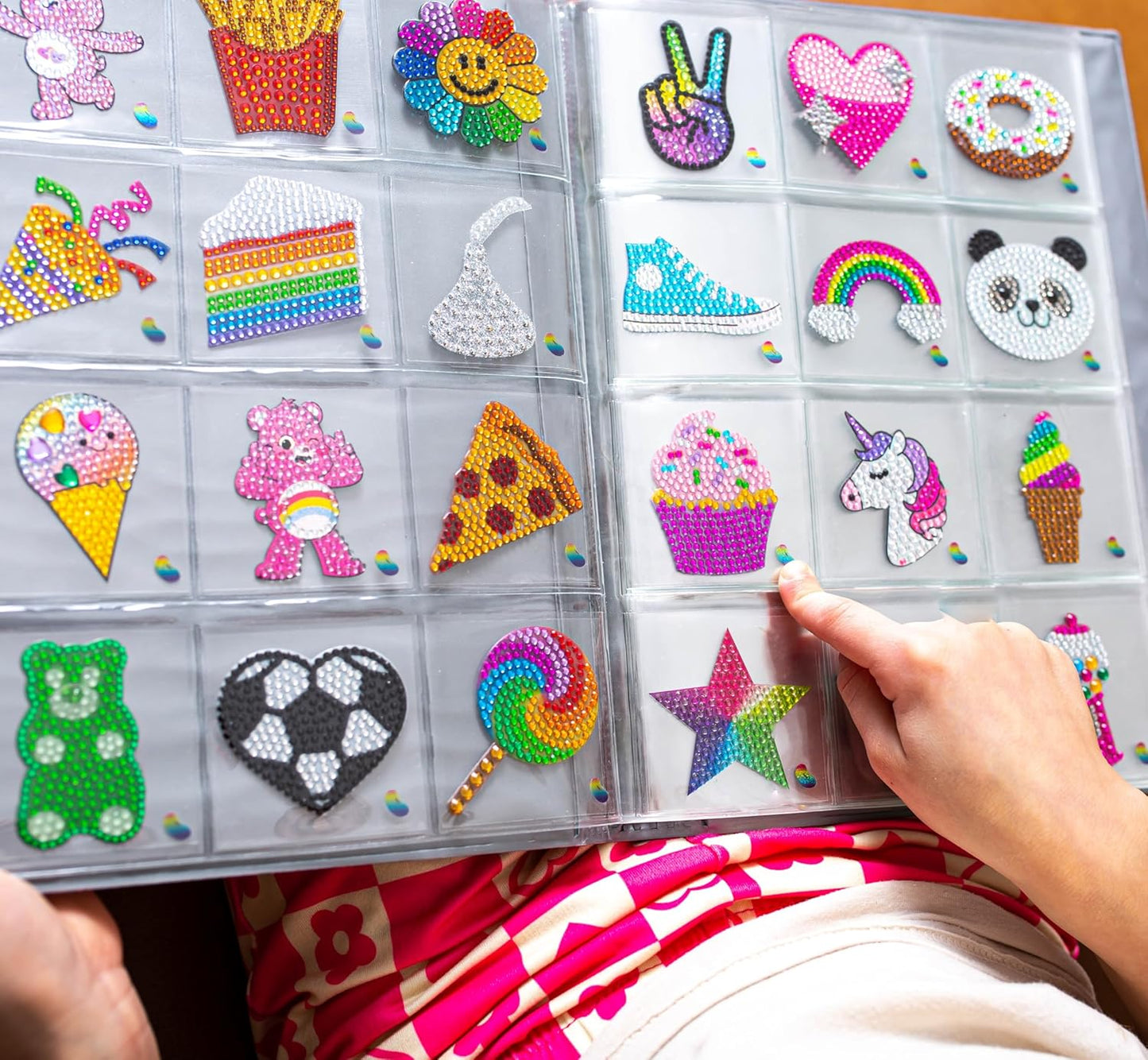 StickerBeans® Rhinestone Stickers - Fopdie 4-Pack, 2” x 2” Each, Unique Sparkly Cut-to-Shape for Collecting, Trading, Decorating Laptops, Phone Cases, Scrapbooks - for Kids, Teens, & Adults