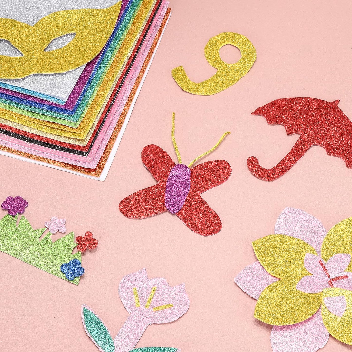 PATIKIL 2mm(1/10") Thick Non Adhesive Glitter Foam Sheet 16x24inch(40x60cm) Dark Purple, EVA Shiny Foam Board for Craft, 6 Pcs