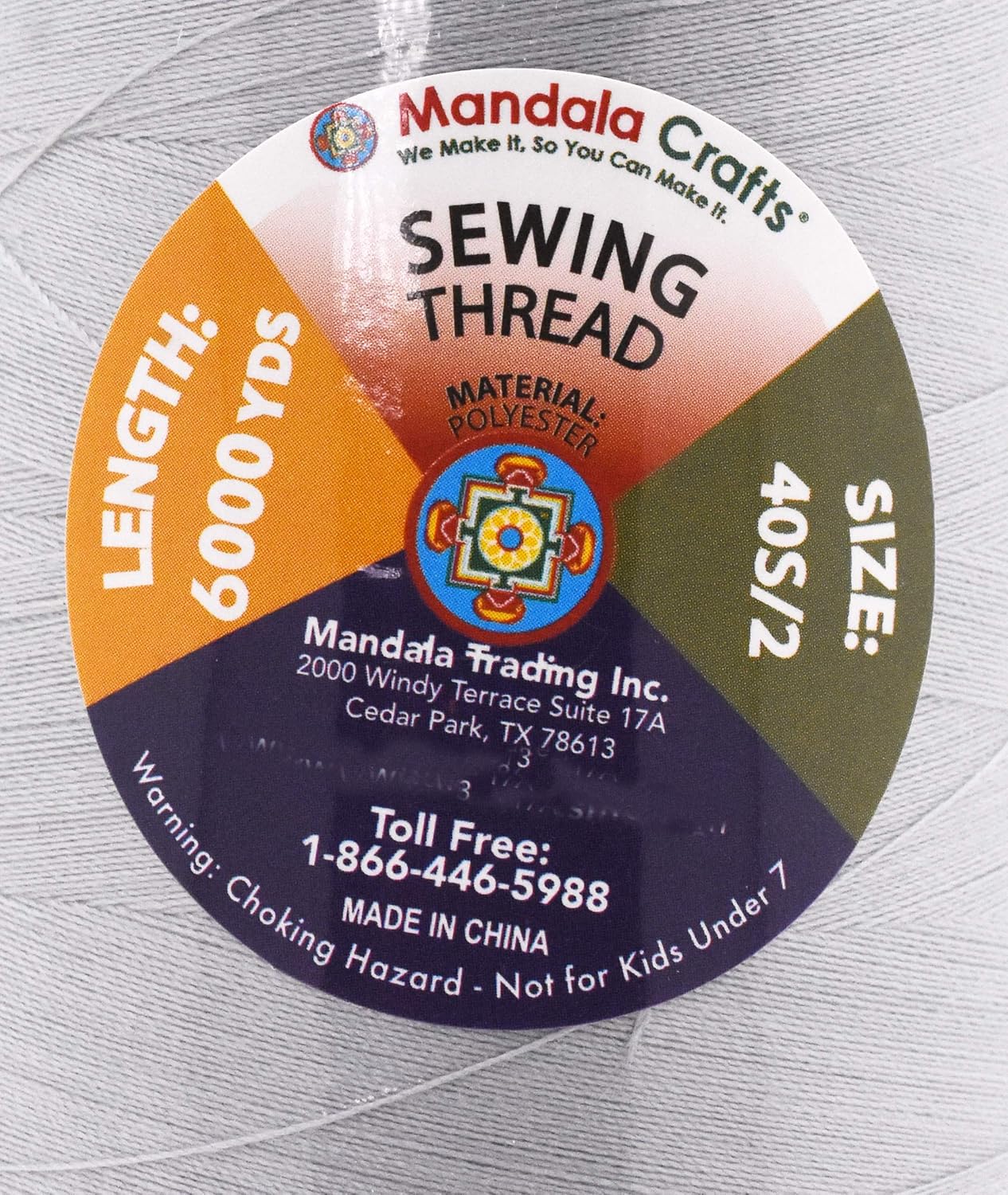 Mandala Crafts 4 Pack of Serger Threads Cones Spools - 40S/2 24000 Yards Polyester Gray Threads for Sergers Machine and Overlock Quilting Sewing Machine