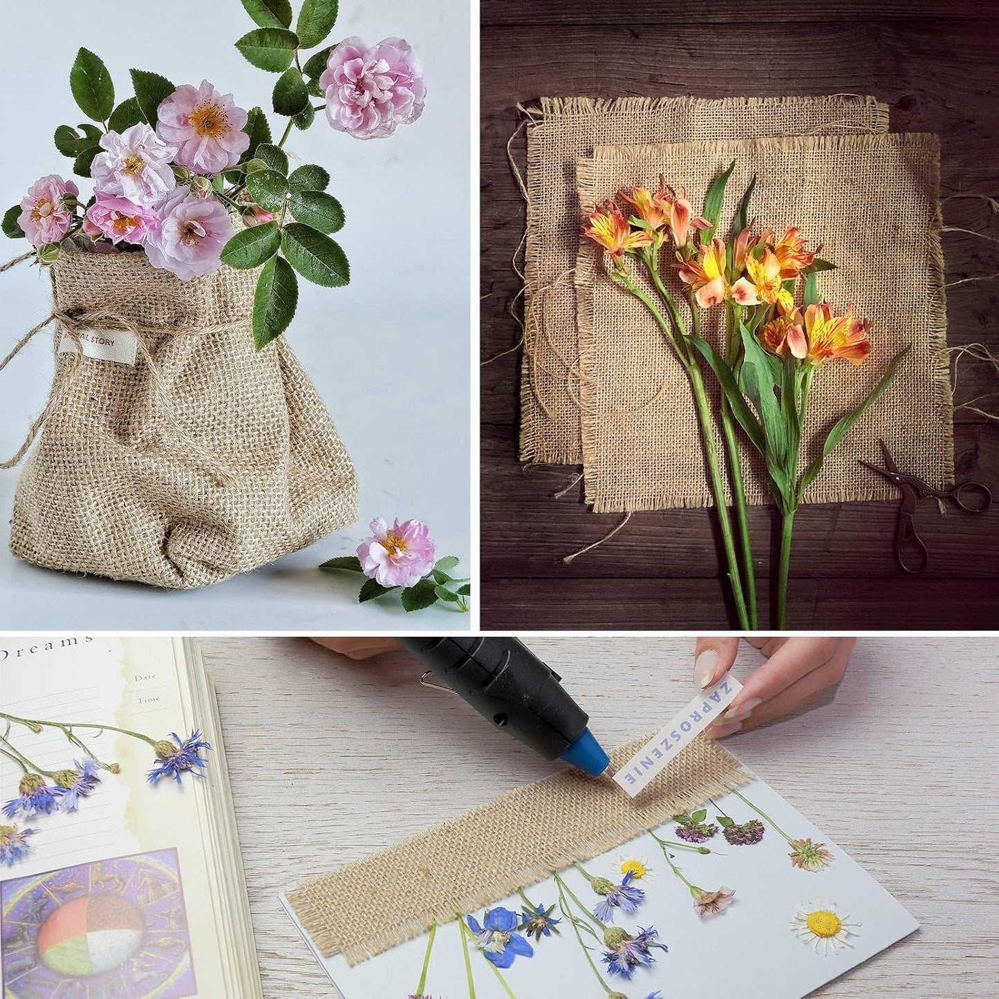 Burlap Fabric Roll - 10 Yards Natural Jute Fabric Ribbon for DIY Gift Wrapping, Craft Projects, Wedding, Christmas Home Decoration (2.5cm, 1 Inch)