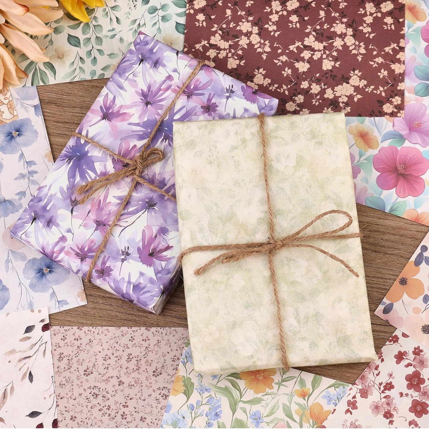 180 Sheets Vintage Floral Scrapbook Paper - 9 Themes Aesthetic Small Flowers Pattern, Decorative Craft DIY Paper Kit for Bullet Journal, Junk Journal Supplies, Collage, Cardmaking 5.5x8 Inch