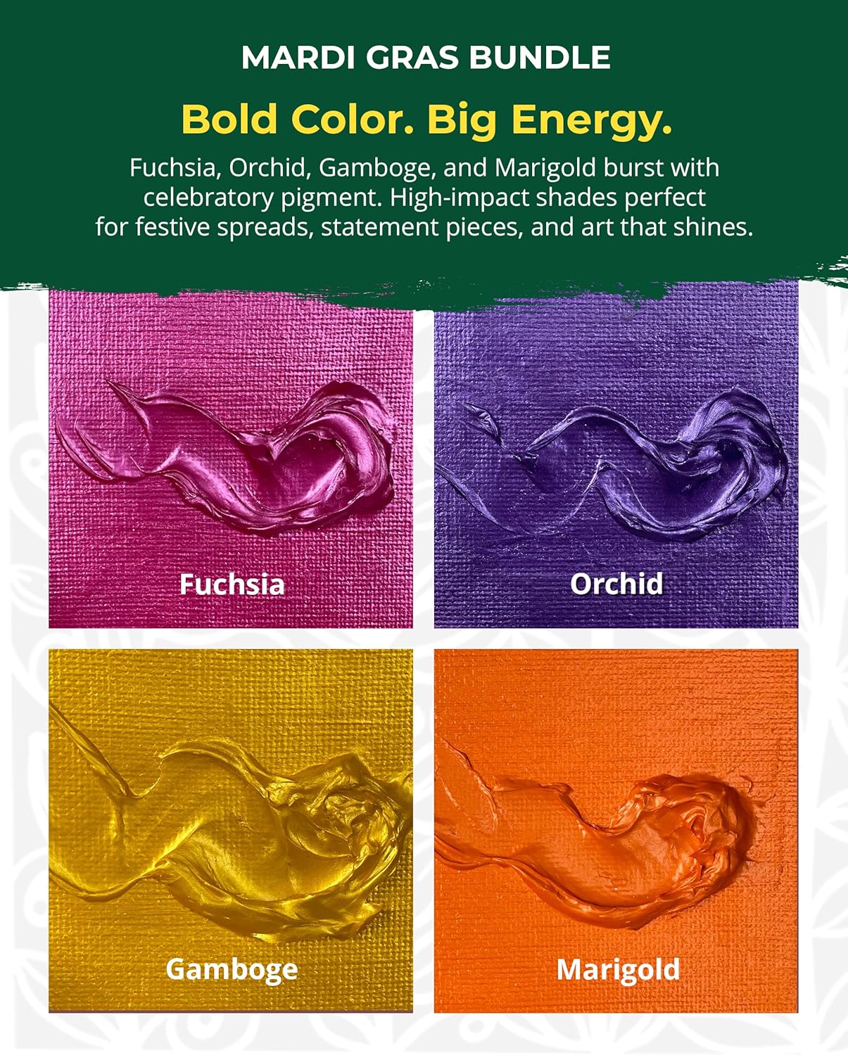 The Crafter's Workshop Stencil Butter - Mardi Gras Acrylic Paint Set - Boutique Metallic Texture Paste for Art, Canvas, Journals, & Cards - 4 x 2oz Jars