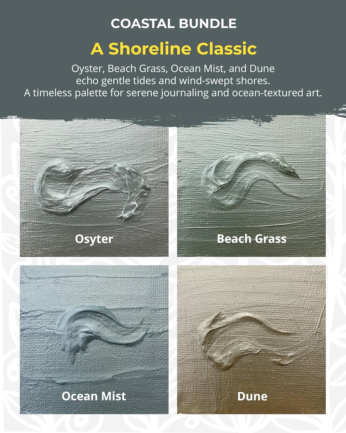 The Crafter's Workshop Stencil Butter - Coastal Acrylic Paint Set - Boutique Metallic Texture Paste for Art, Canvas, Journals, & Cards - 4 x 2oz Jars