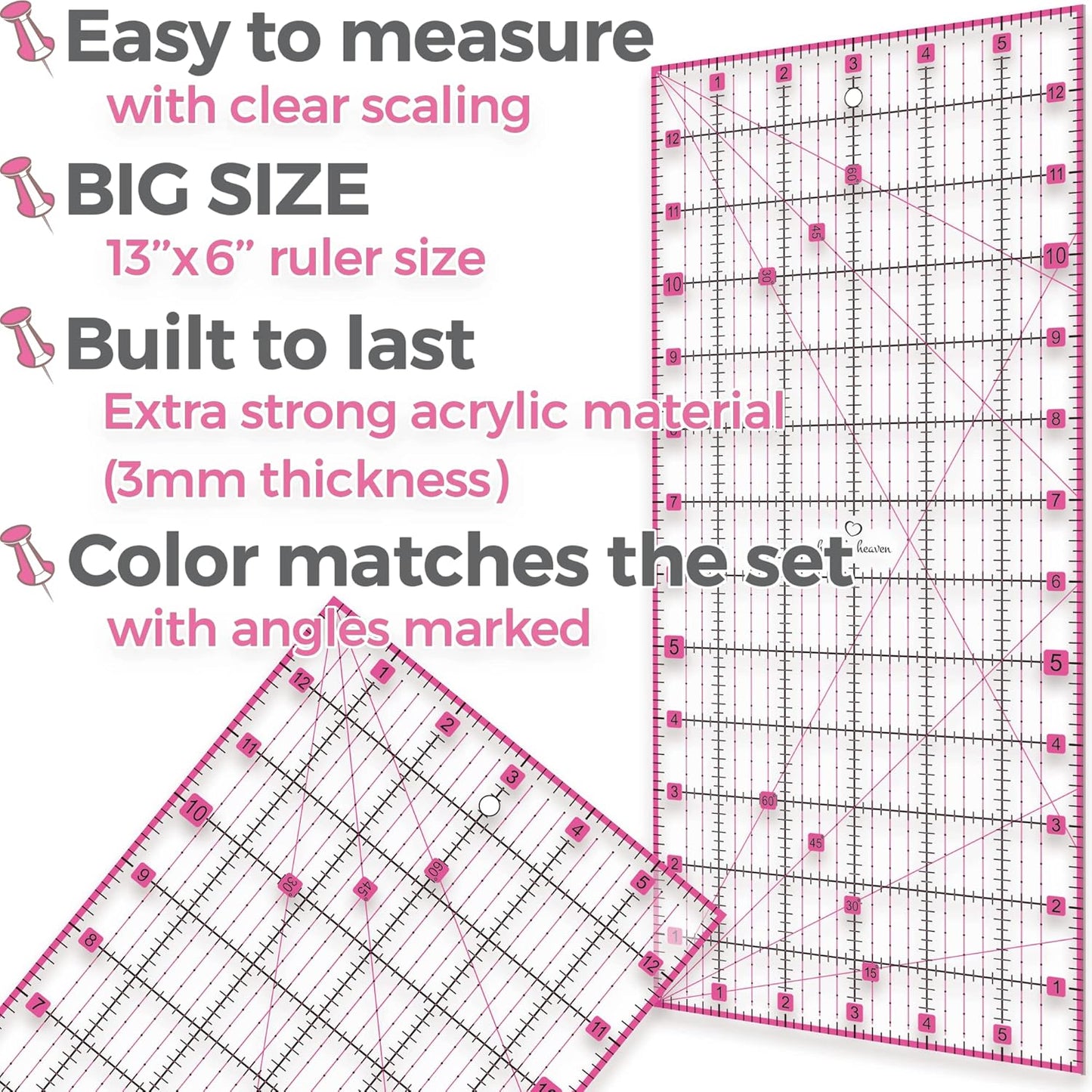 Rotary Cutter Set pink - Quilting Kit incl. 45mm Fabric Cutter, 5 Replacement Blades, A3 Cutting Mat, Acrylic Ruler and Craft Clips - Ideal for Crafting, Sewing, Patchworking, Crochet & Knitting y