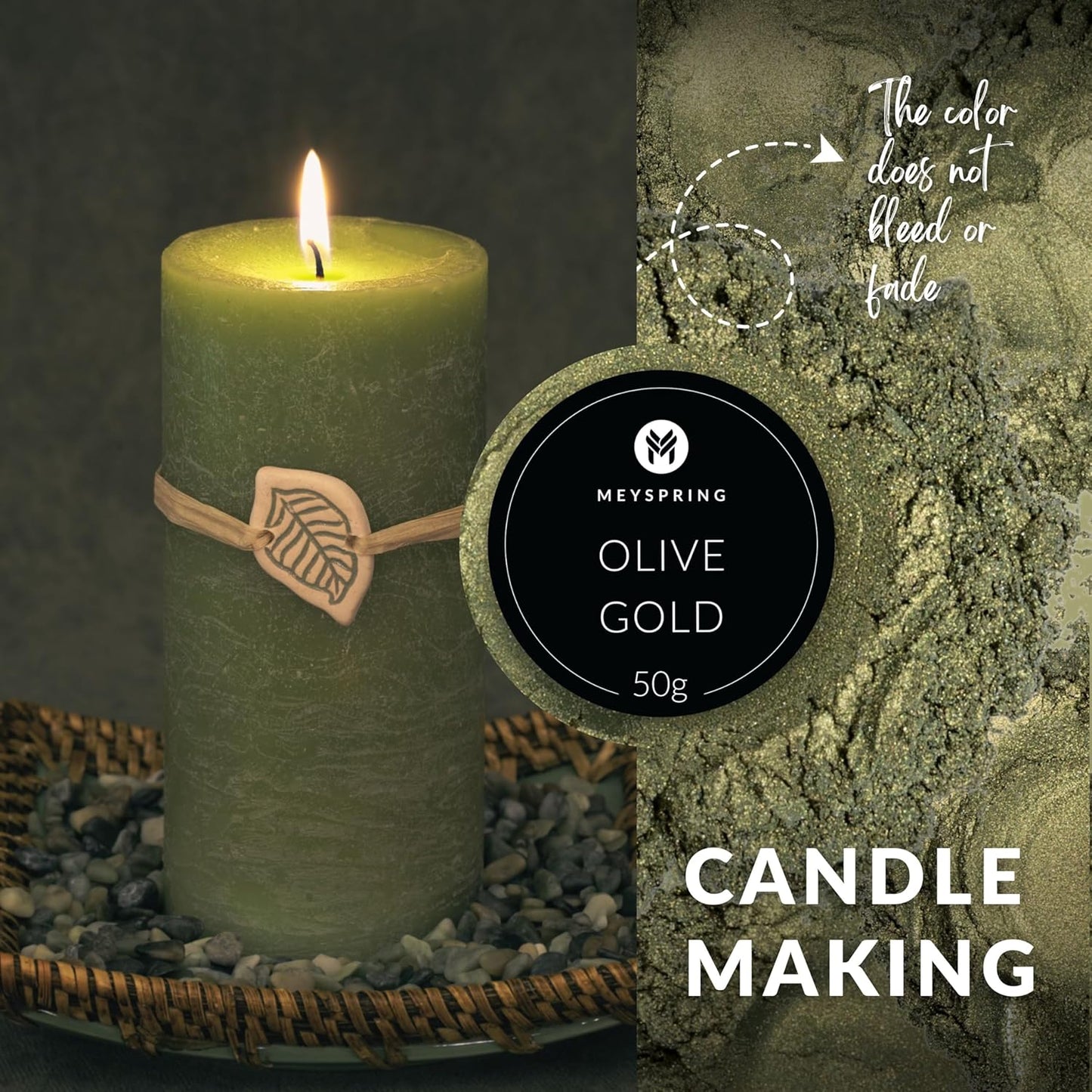 MEYSPRING Olive Gold Epoxy Resin Green Pigment - 50 Grams - Green Mica Powder for Epoxy Resin, UV Resin and Resin Art - Color Shifting Pigment