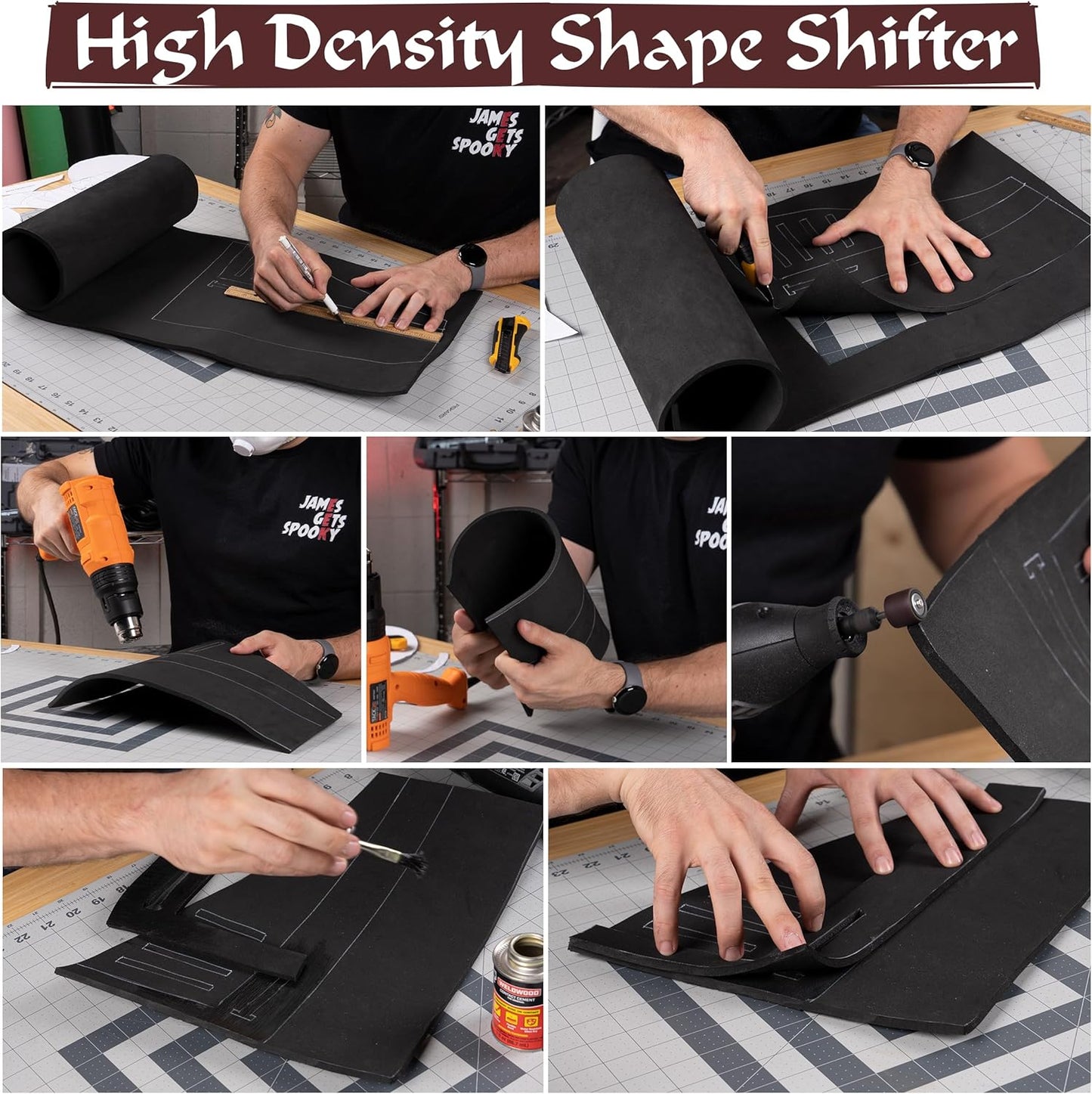 Shape Retention EVA Cosplay Foam 1mm (1mm-10mm) 14x39 inch Black or White High Density EVA Foam Sheets. Premium 85 kg/m3 Heat Shape Material for DIY Convention or Halloween Costumes by The Foamory