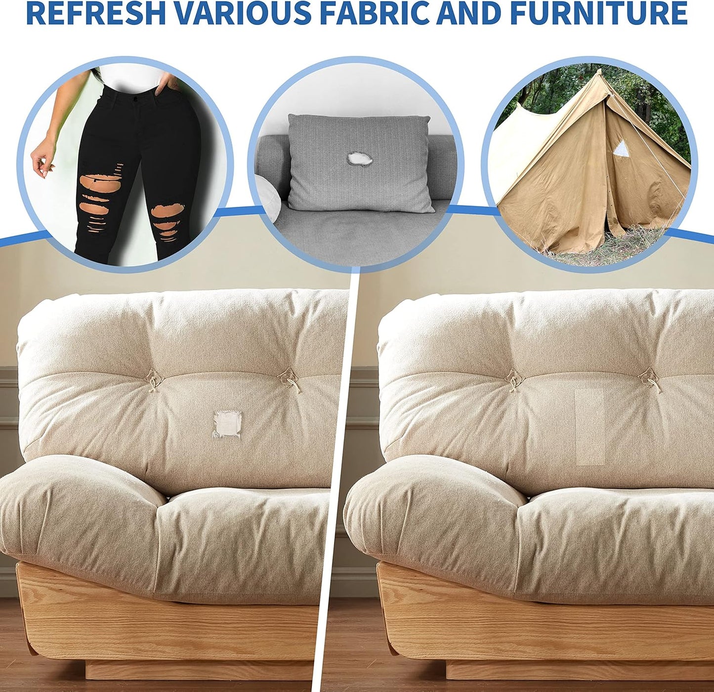 KING MOUNTAIN Canvas Iron on Patch,12"×60",Waterproof 100% Cotton Fabric Repair Patch,Used for Various Sofa,Tent,Clothes,Seats,Suitcases (Gray,Waterproof)