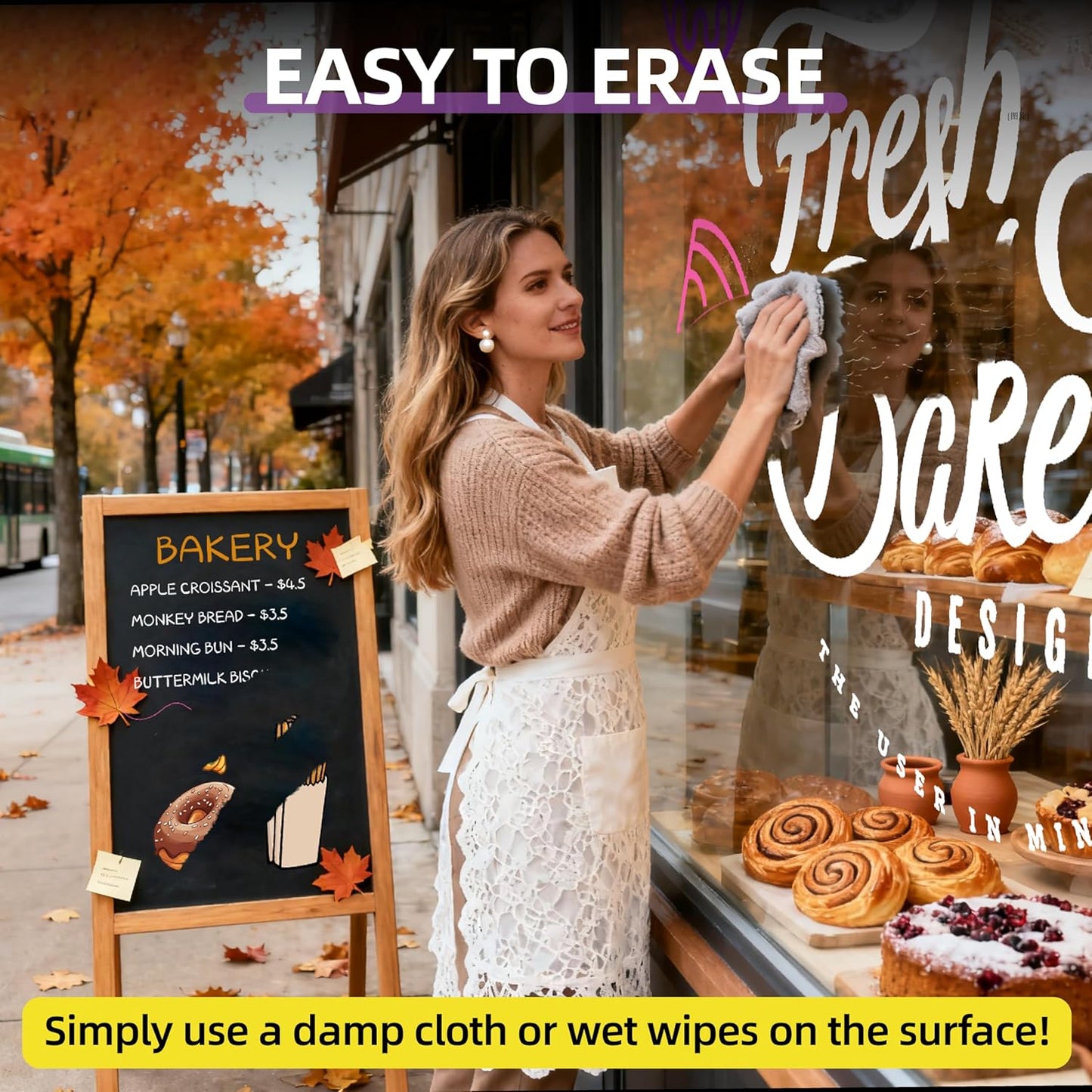 WUO window Chalk Markers,8 Colors Car Markers,15mm 3-in-1 Jumbo Wide Nib, Dust-Free & Non-Toxic - Erasable Blackboards Marker for Rock Painting, Poster, Stone, Ceramic, Glass