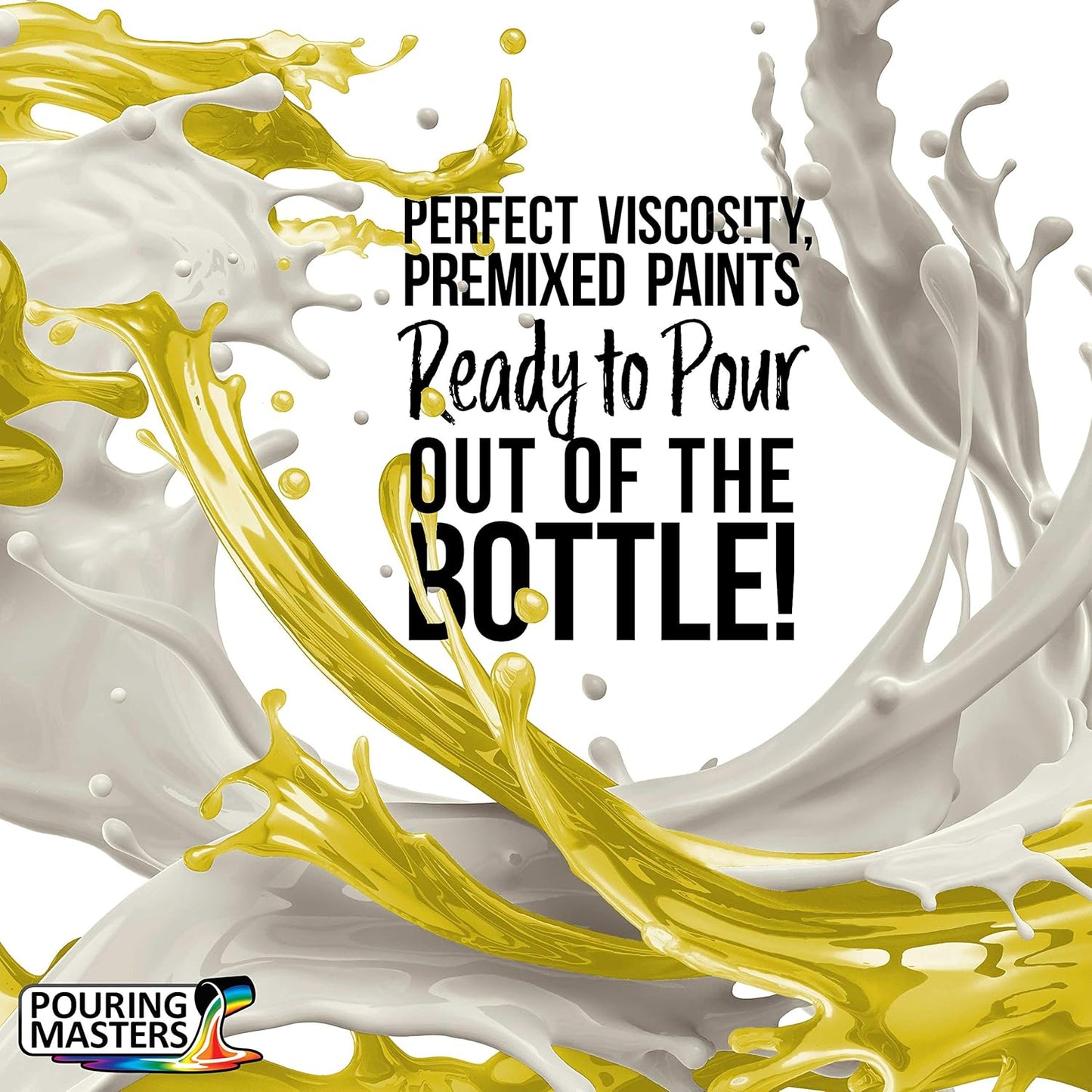 POURING MASTERS Lemon Yellow Acrylic Ready to Pour Pouring Paint - Premium 32-Ounce Pre-Mixed Water-Based - for Canvas, Wood, Paper, Crafts, Tile, Rocks and More