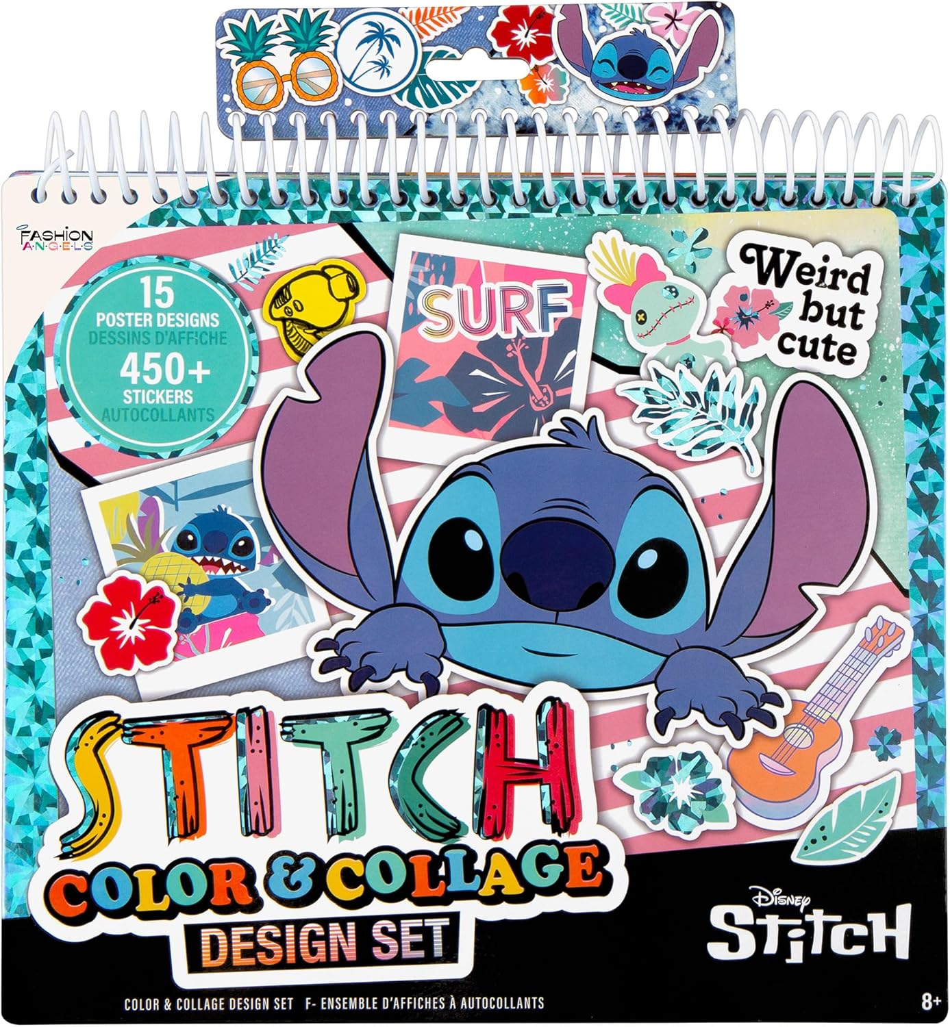 Fashion Angels Disney Stitch Color & Collage Design Set, Includes 15 Colorable Posters & 7 Sticker Sheets, Ideal Crafts Activity for Kids Ages 8 and Up