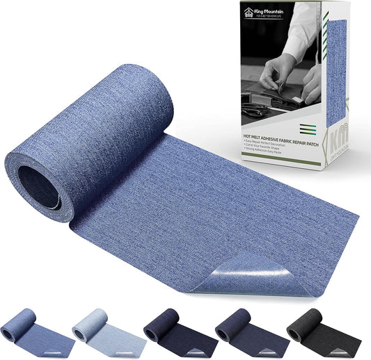 KING MOUNTAIN Iron-on Repair Patch,3"x60"100% Cotton Denim Iron-on Repair Patch, Jeans and Clothing Repair and Decoration Kit (Sky Blue)