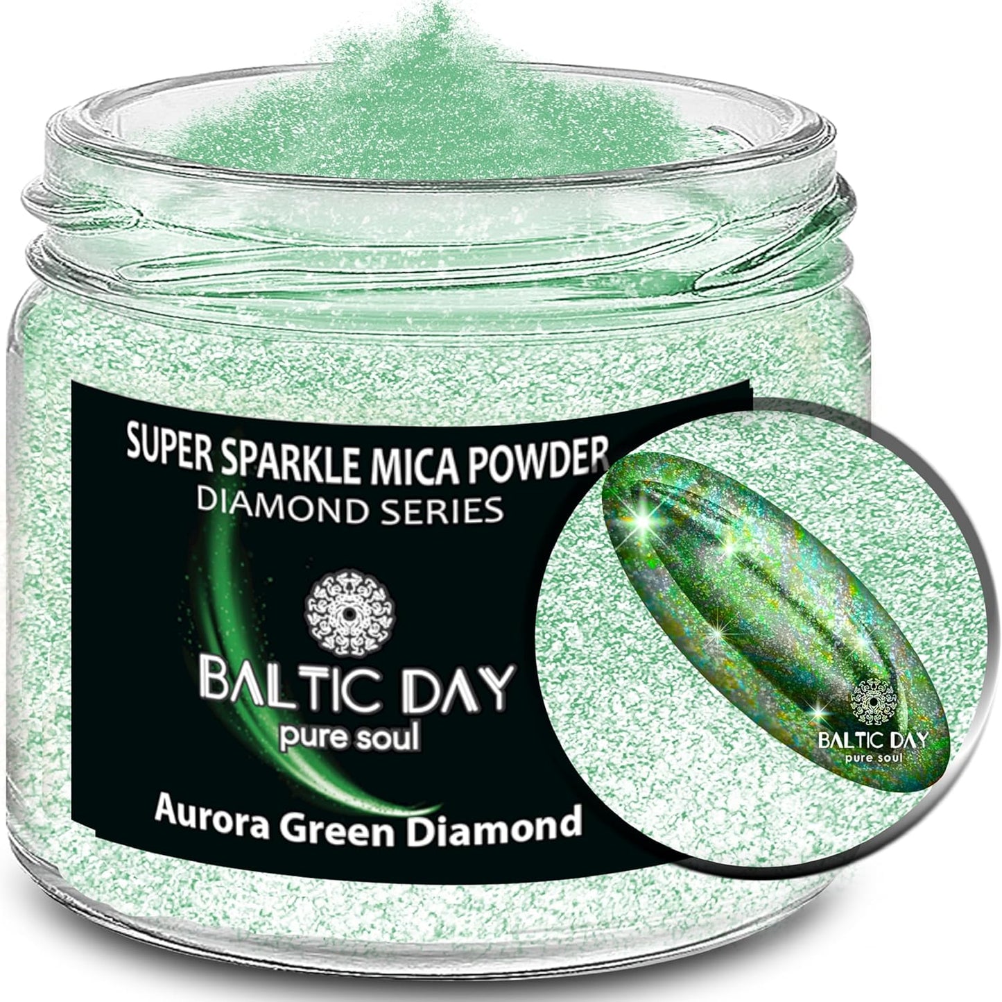 Sparkle Mica Powder [ Aurora Green Diamond ] - Green Glitter Mica Powder - Resin Glitter for Epoxy Resin - Green Shimmer Pigment - Diamond Dust for Candles