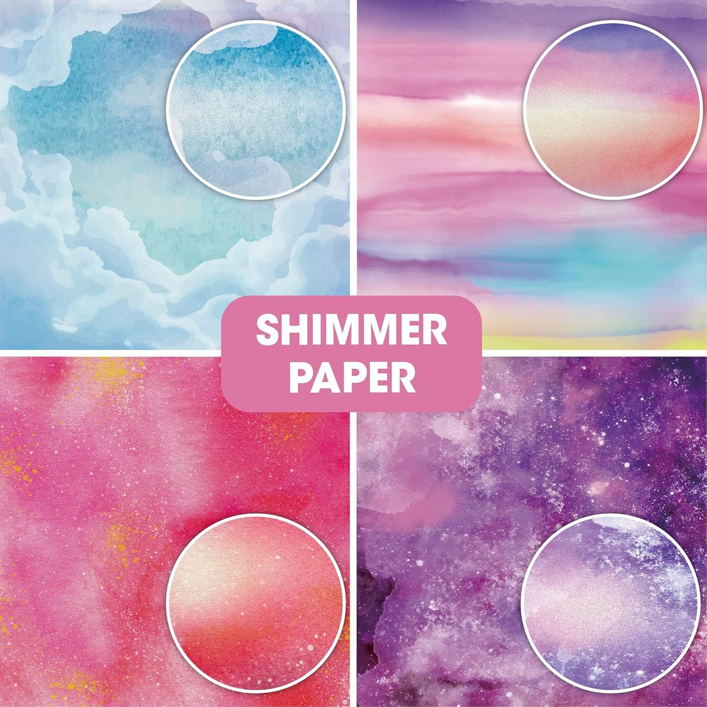 36 sheets 12x12 Paper Pad Pack Scrapbook Cardstock Decorative Paper - Shimmer Watercolor- for Card Making Journaling Planner Origami Scrapbook Paper Scrapbooking Supplies