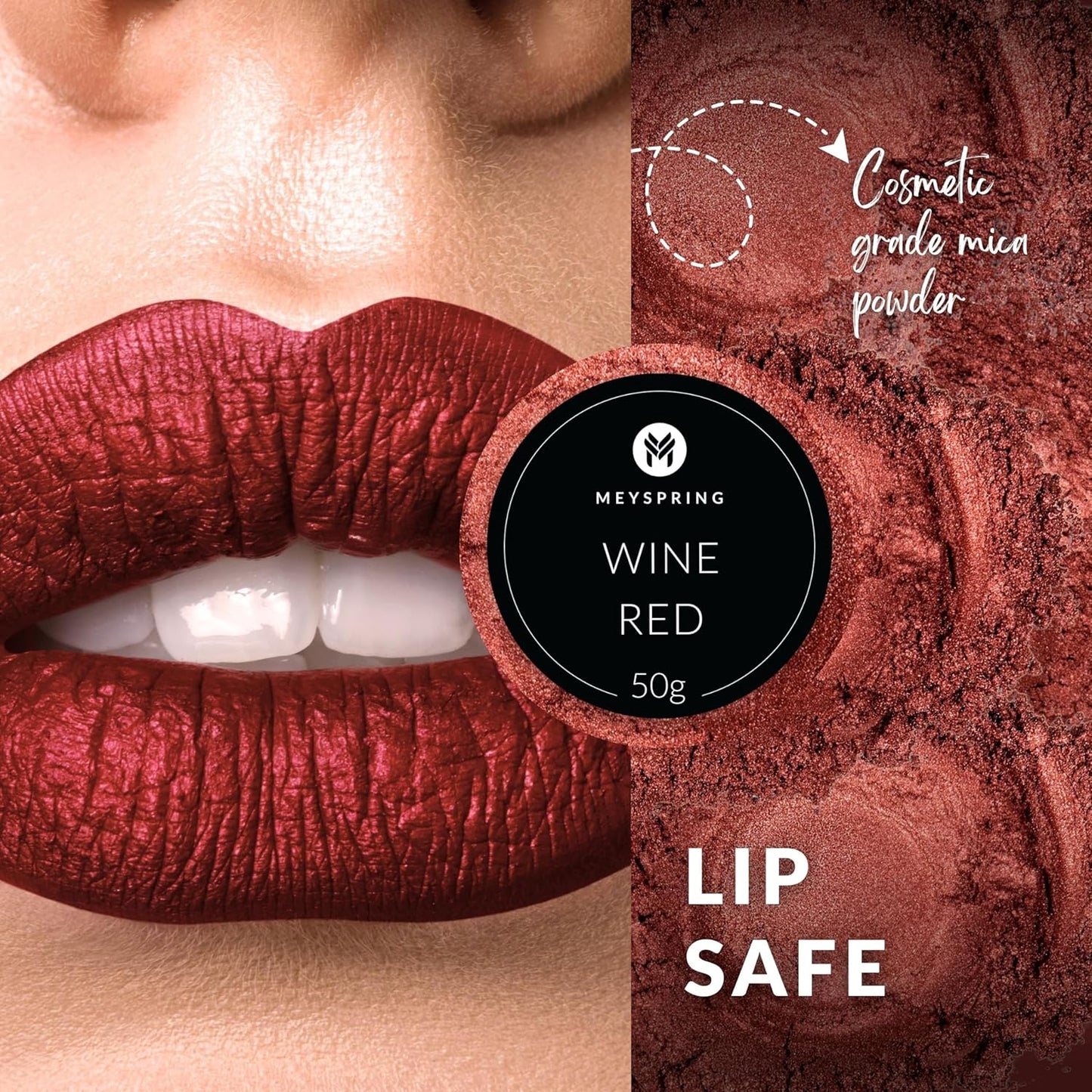 MEYSPRING Red Mica Powder - Resin Color Pigment for Resin Art - 50 Grams - Cosmetic Grade Mica - Lip Gloss Pigment Powder