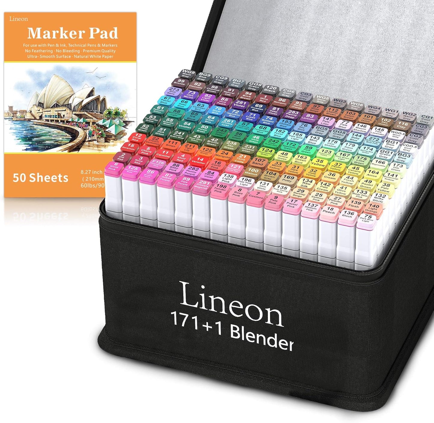 172 Colors Alcohol Based Dual Tip Art Markers, 171+1 Blender Permanent Marker Pens Plus 1 Marker Pad 1 Case Perfect for Kids Adult Artist Coloring Books Drawing Sketching and Card Making