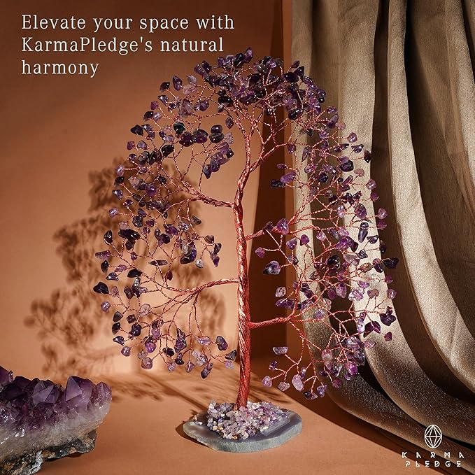 Crystal Trees for Home and Office Decoration, Amethyst Chakra Healing Crystals Feng Shui Handmade Trees for Positive Energy, Money, Good Luck, Christmas Decor, Birthday Gifts for Women, Mom