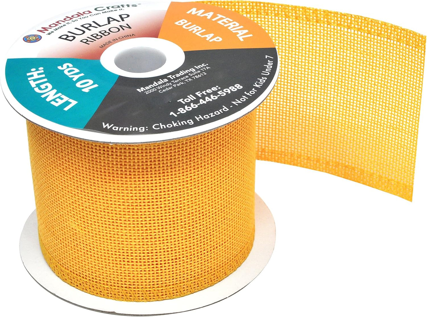 Mandala Crafts Yellow Burlap Ribbon 3 Inches Wide Jute Ribbons for Crafts - 20 Yds Roll Rustic Burlap Wrap Trim Ribbons for Wreaths Bows Wedding Party Decoration