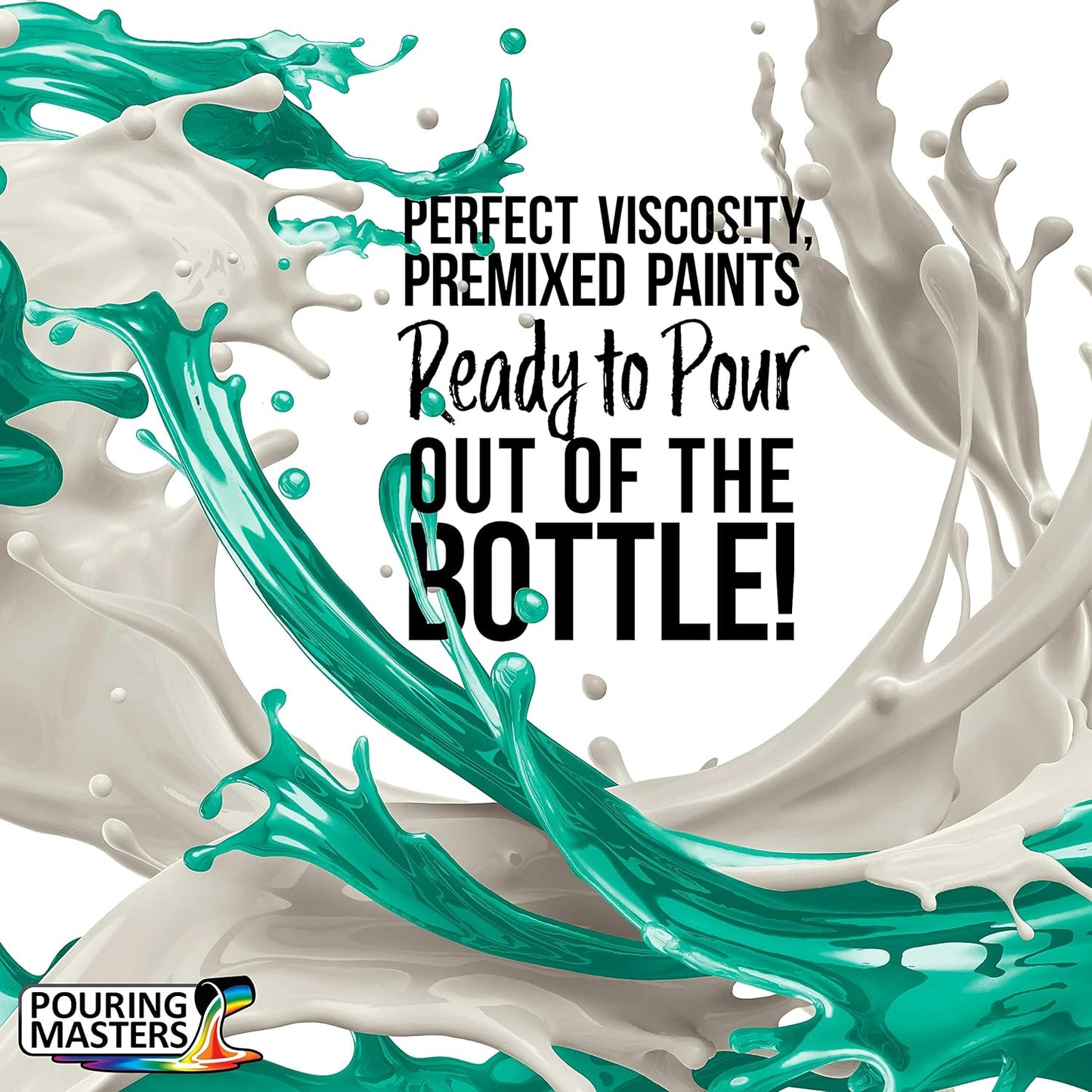 POURING MASTERS Aquamarine Acrylic Ready to Pour Pouring Paint - Premium 8-Ounce Pre-Mixed Water-Based - for Canvas, Wood, Paper, Crafts, Tile, Rocks and More
