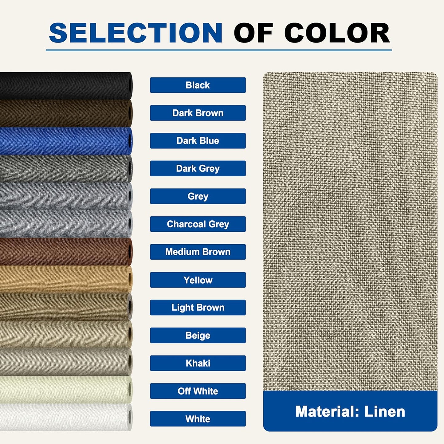 KING MOUNTAIN Linen Repair Patches, Self-Adhesive Linen Fabric Patches, 4 X 63 inch Extra Size, Multi Color, Can be Used for Linen Sofa Repair and Linen Clothes Repair（Khaki1.0