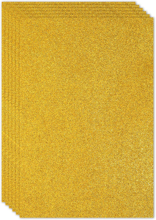 PATIKIL 2mm(1/10") Thick Non Adhesive Glitter Foam Sheet 16x24inch(40x60cm) Gold Tone, EVA Shiny Foam Board for Craft, 6 Pcs