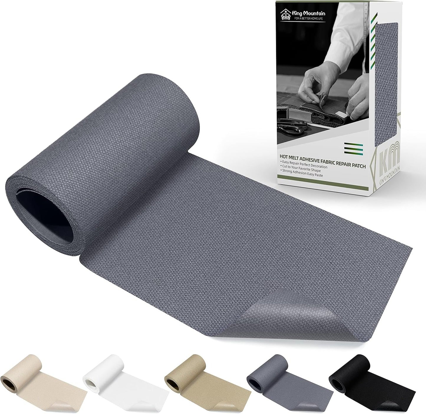 KING MOUNTAIN Canvas Iron on Patch,3"×60",Waterproof 100% Cotton Fabric Repair Patch,Used for Various Sofa,Tent,Clothes,Seats,Suitcases (Grey1.0)