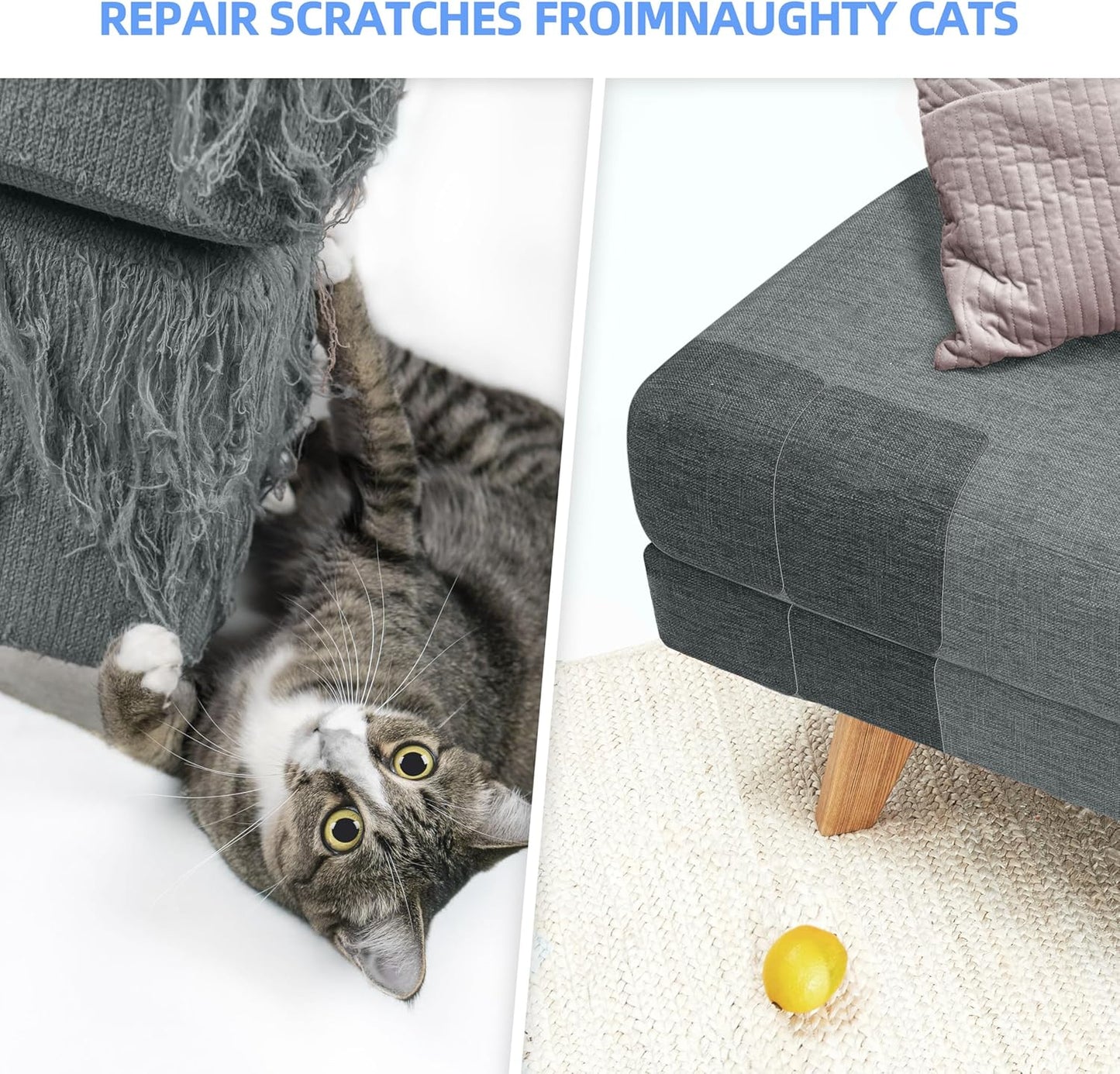 Azobur Coarse Linen Repair Patches, 6 Piece Self-Adhesive Linen Fabric Patches, Multi Color, Can be Used for Linen Sofa Repair and Linen Clothes Repair, Quick Fix Sofa.(Black)