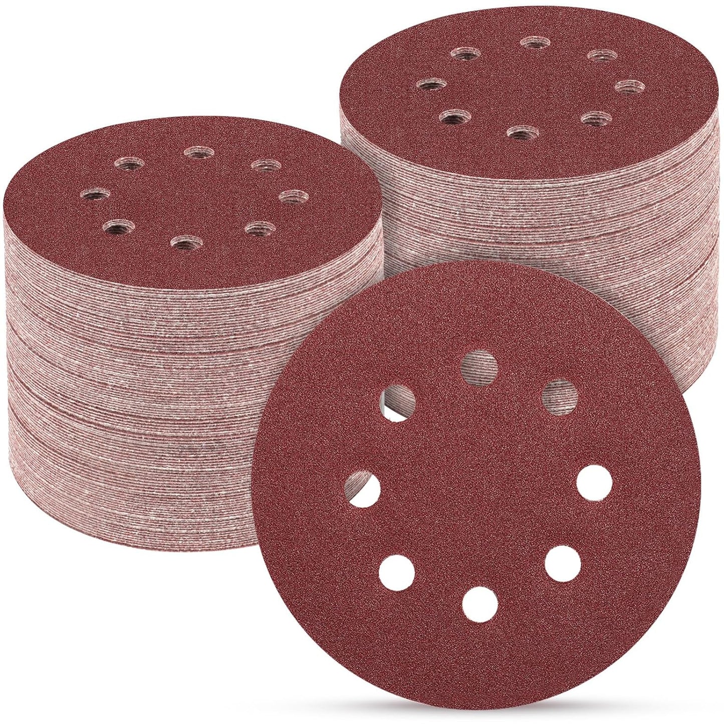 100 PCS 5 Inch Sanding Discs 150 Grit, Round Hook and Loop Sandpaper for Random Orbital Sander
