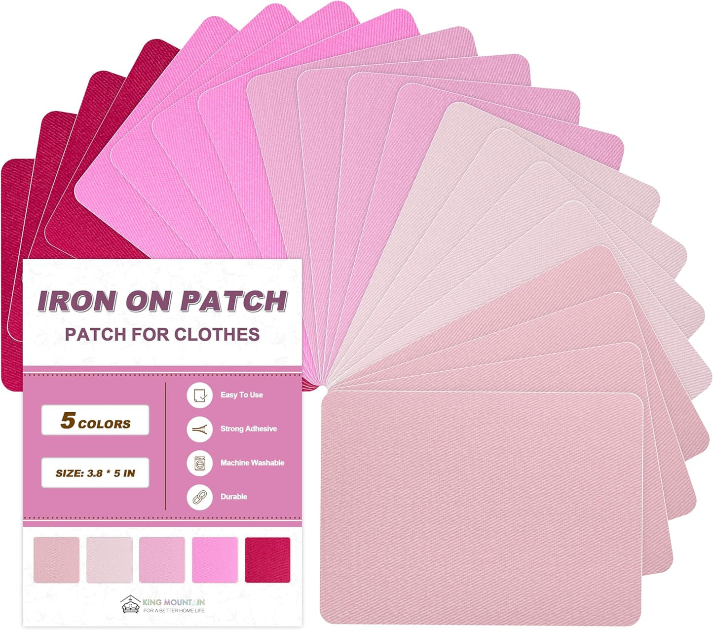 Iron on Patches for Clothes, 20 Pieces Patches for Cloth, 100% Cotton Fabric Patches for Clothing, Bag, Hat Repair, Clothing Repair Decorating Kit 3.7" by 4.9" (9.5 cm x 12.5 cm, Pink Colors Series)
