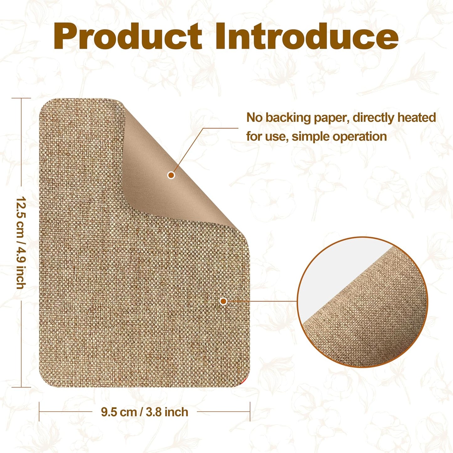 Iron on Patches, 8 Pieces Iron on Linen Patches,Fabric Patches for Couch, Tent, Clothing, Seat, Linen Repair Decorating Kit 3.7" by 4.9" (9.5 cm x 12.5 cm, Rice Coffee)