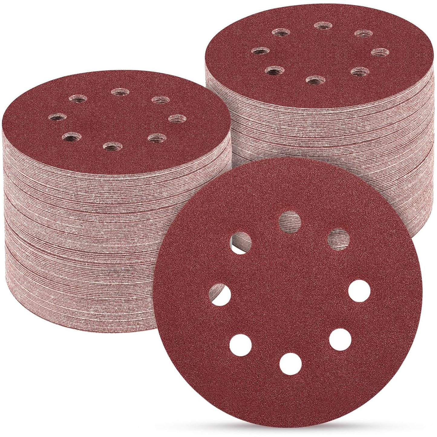 100 PCS 5 Inch Sanding Discs 100 Grit, Round Hook and Loop Sandpaper for Random Orbital Sander