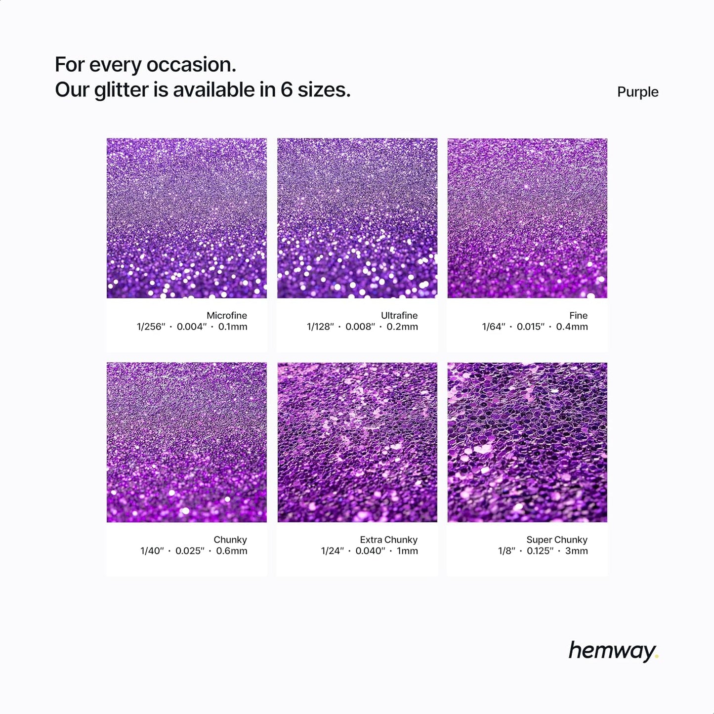 Hemway Glitter for Resin 100g Purple Metallic Crystals for Epoxy Craft Super Chunky Flakes Tumblers Wax Melt