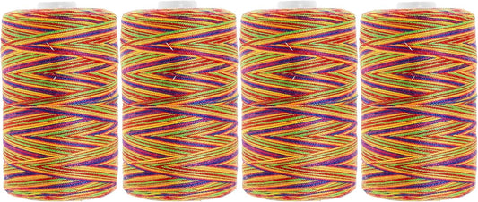 Mandala Crafts 4 Pack of Serger Threads Cones Spools - 40S/2 4000 Yards Polyester Rainbow Threads for Sergers Machine and Overlock Quilting Sewing Machine