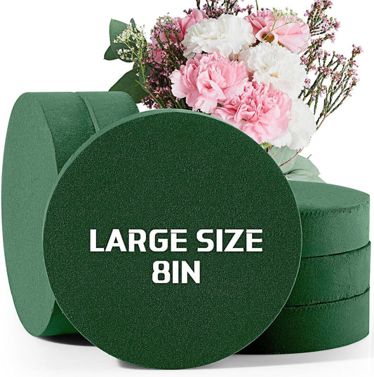 Frienda 6 Pieces Floral Foam Blocks for Artificial Flowers,Thanksgiving Christmas Party Supplies, Dry & Wet Floral Foam Round Kit for Flower Arrangement Wedding Decoration(8 x 1.57 Inch)