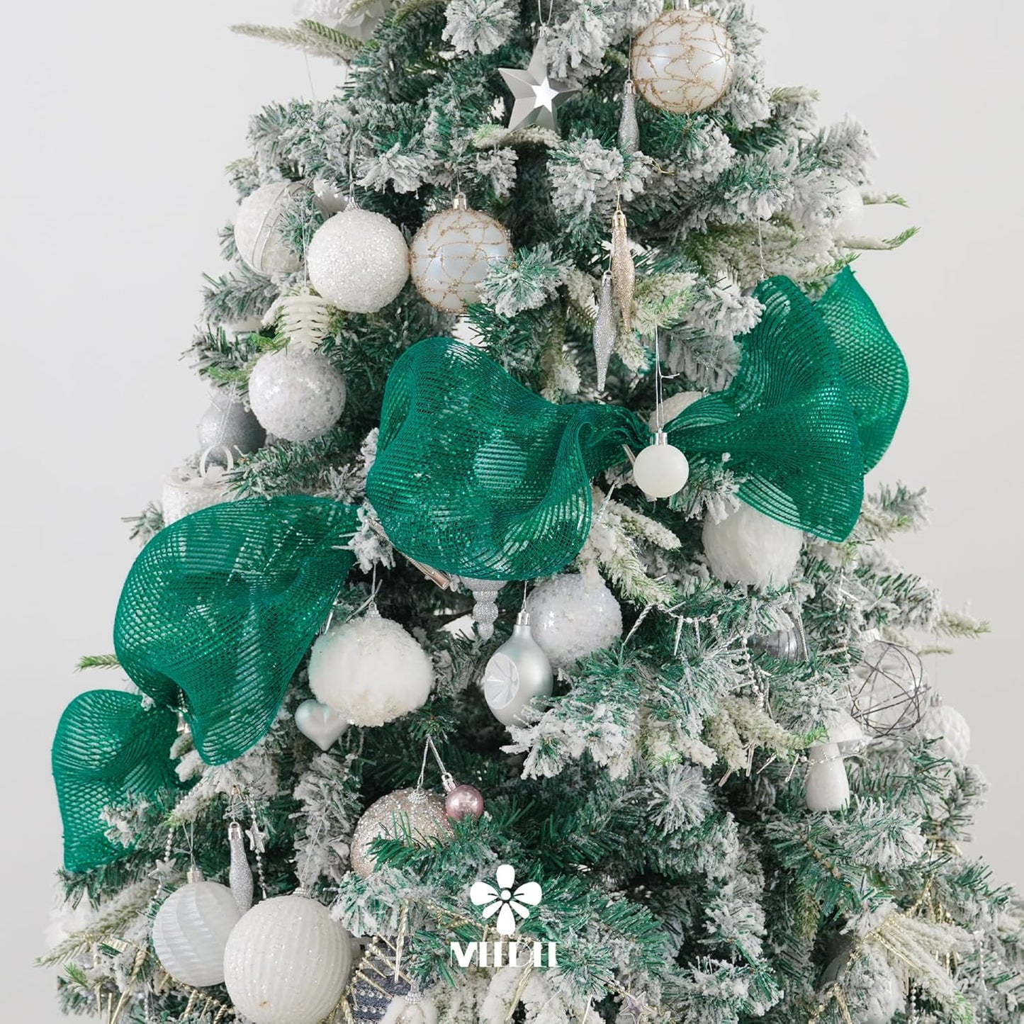 MEEDEE Forest Green Deco Mesh 10 Inch Deluxe Wide Foil Metallic Mesh Fabric Dark Green Mesh Ribbon for Christmas Tree, Wreaths, Garland, Gift Wrapping, Bows Making (30 Feet)