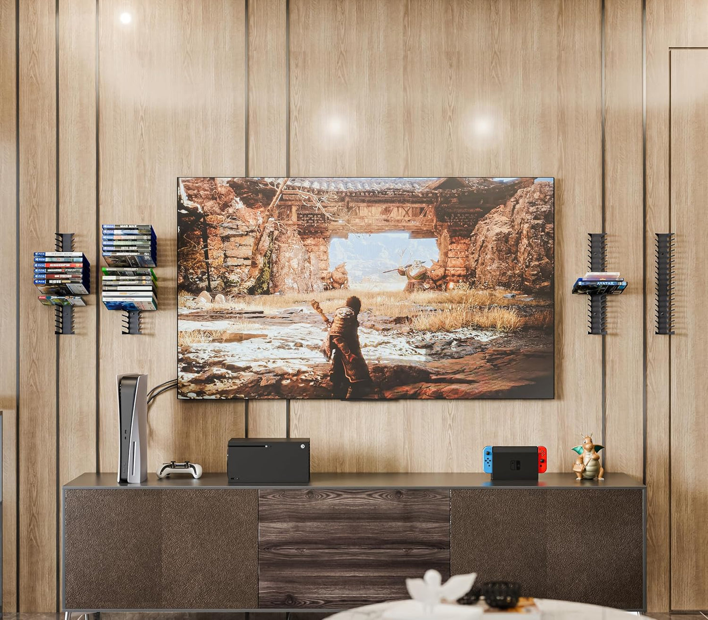 Funturbo Video Game Storage Wall Mount Game Case Holder, Metal Wall Mounted Media Storage Shelves for PS, Xbox, Switch Game Organizer (8-Pack)