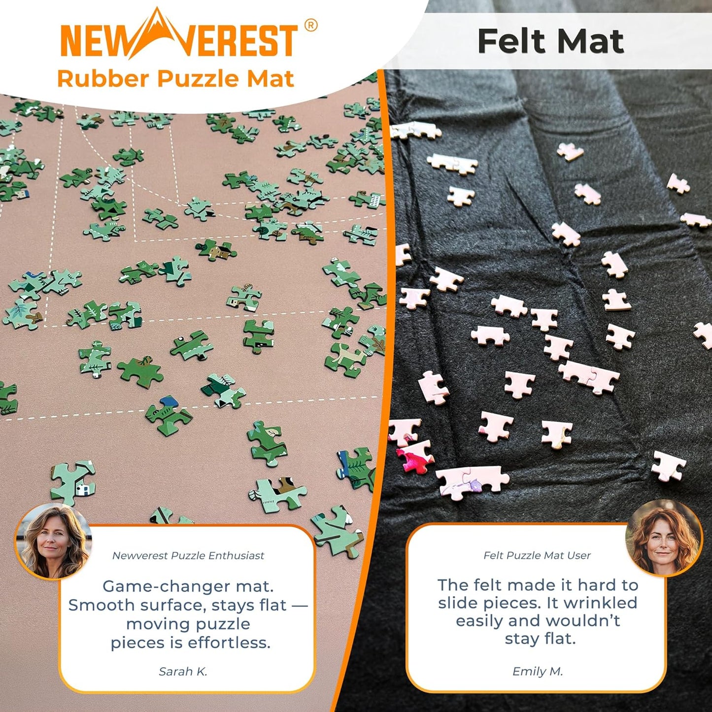 The Original Newverest Jigsaw Puzzle Mat Roll Up, Rose Gold, 46” x 26” Portable Keeper Up to 1500 pieces with Non-Slip Rubber Bottom & Smooth Top + 3 Puzzle Sorting Trays & Travel-Friendly Storage Bag